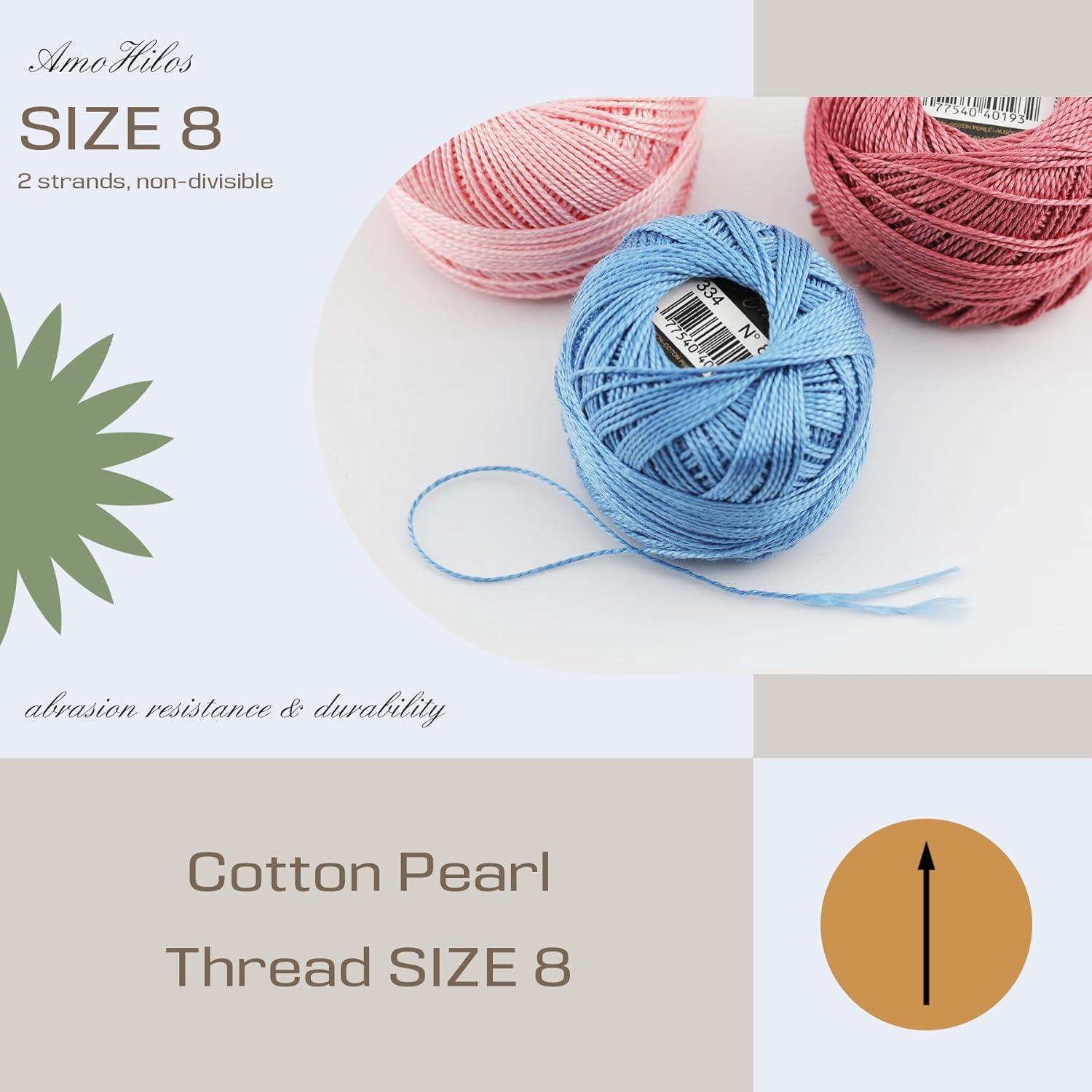 Hilo de Bordado Algodón Egipcio AMOHilos Tamaño 8 12 Colores