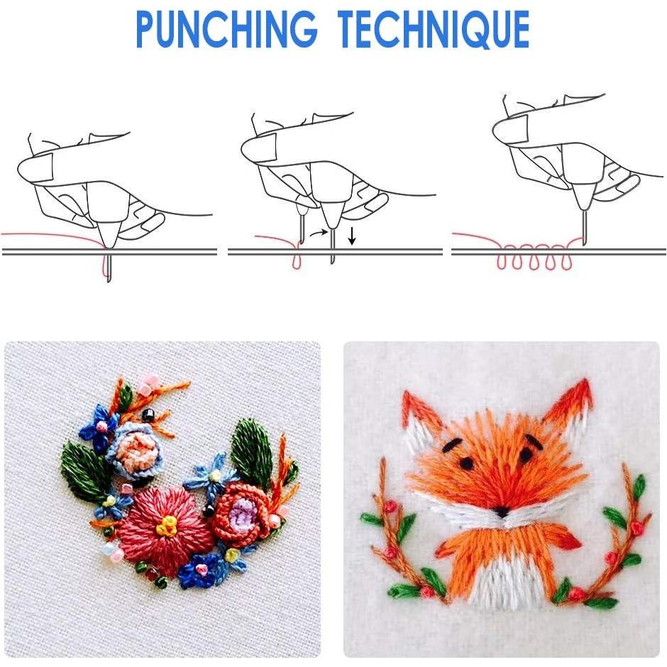 Kit de Bordado con Aguja Punch SelfTek 12 Piezas para Principiantes