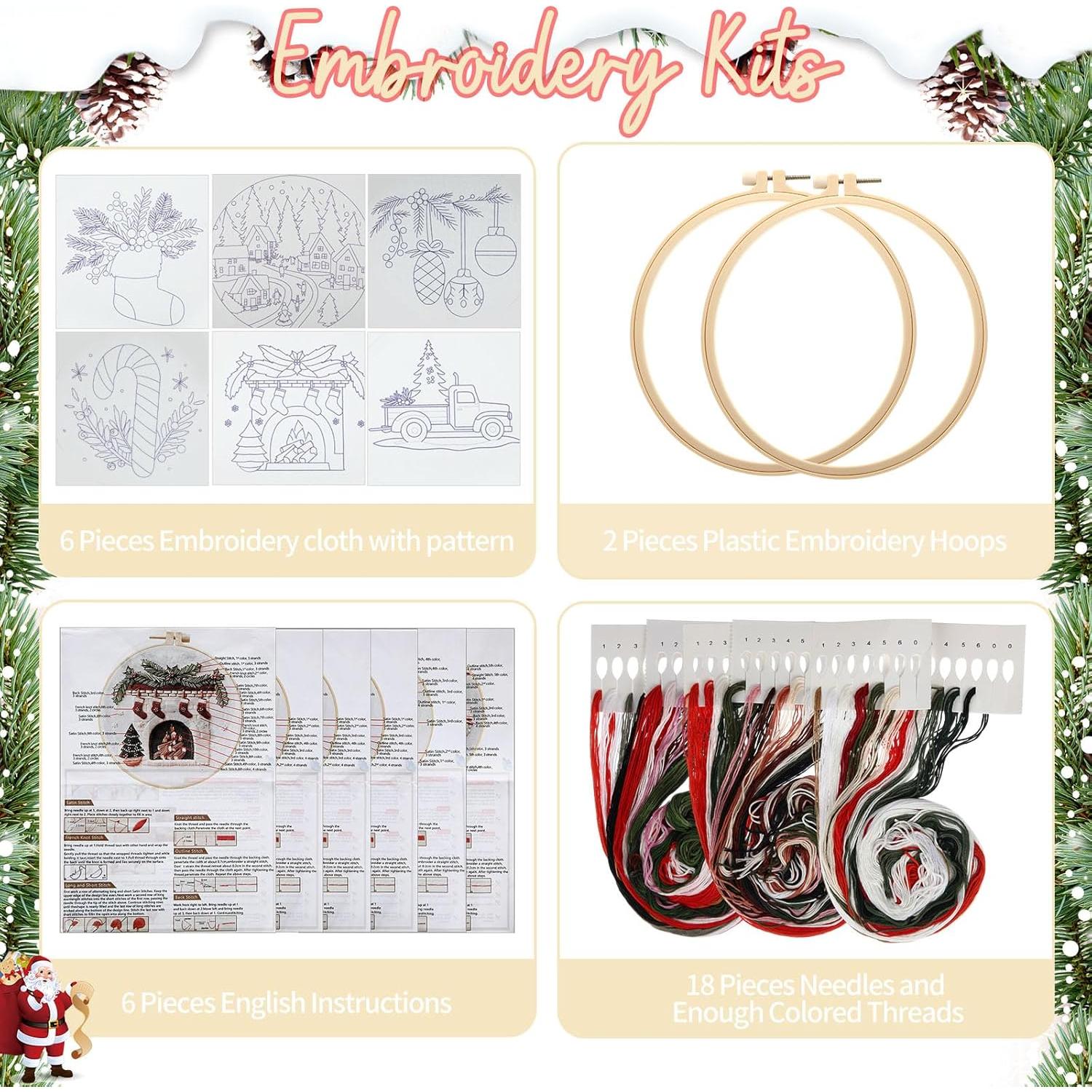 Kit de Bordado de Navidad Canlierr 6 Piezas para Principiantes