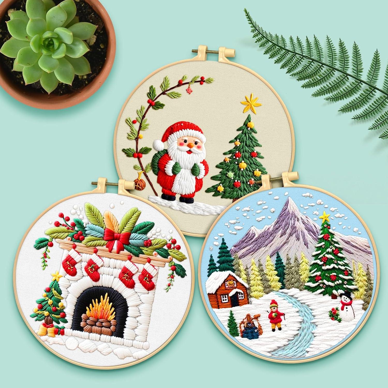 Kit de Bordado Navideño ERKOON para Principiantes - 5 Piezas