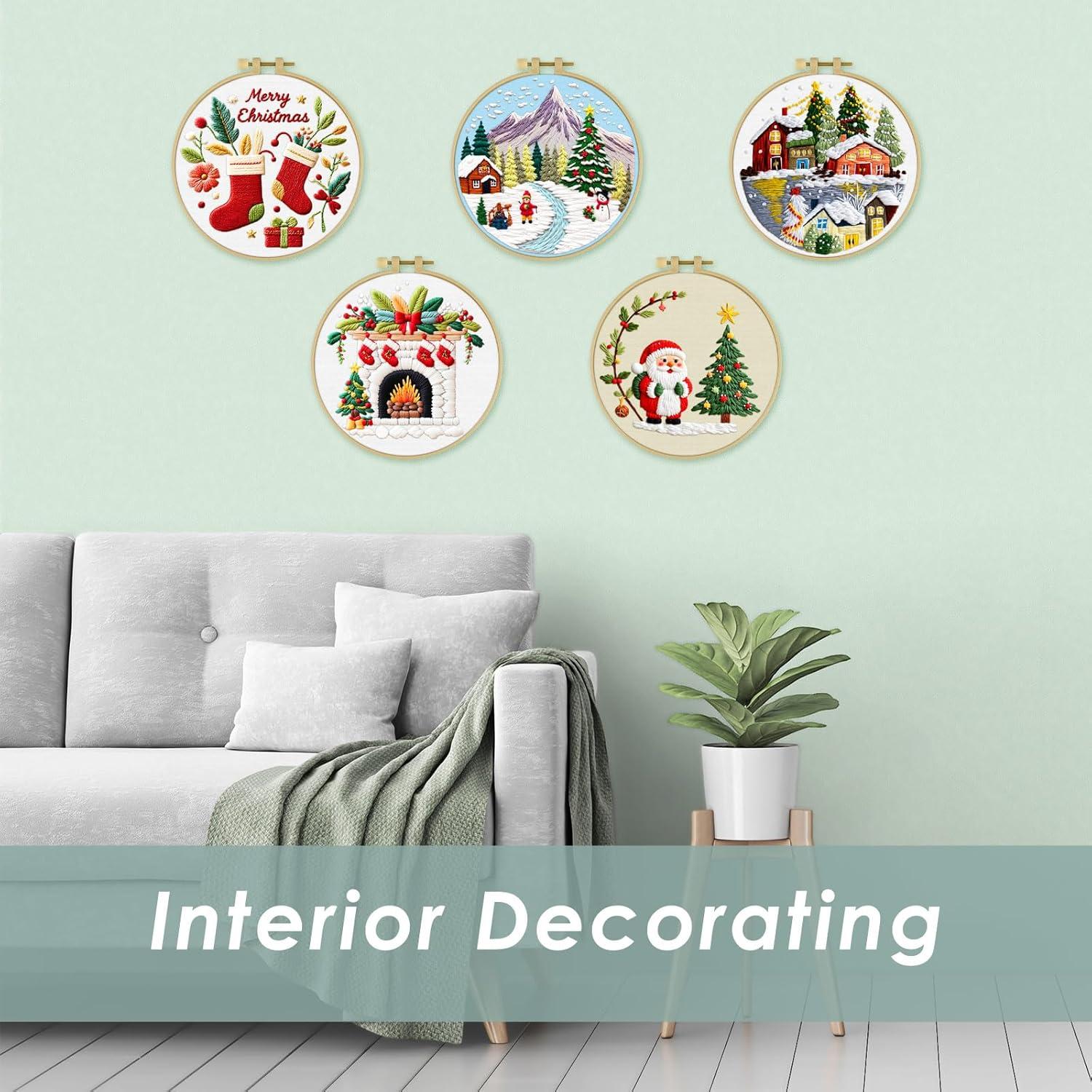 Kit de Bordado Navideño ERKOON para Principiantes - 5 Piezas