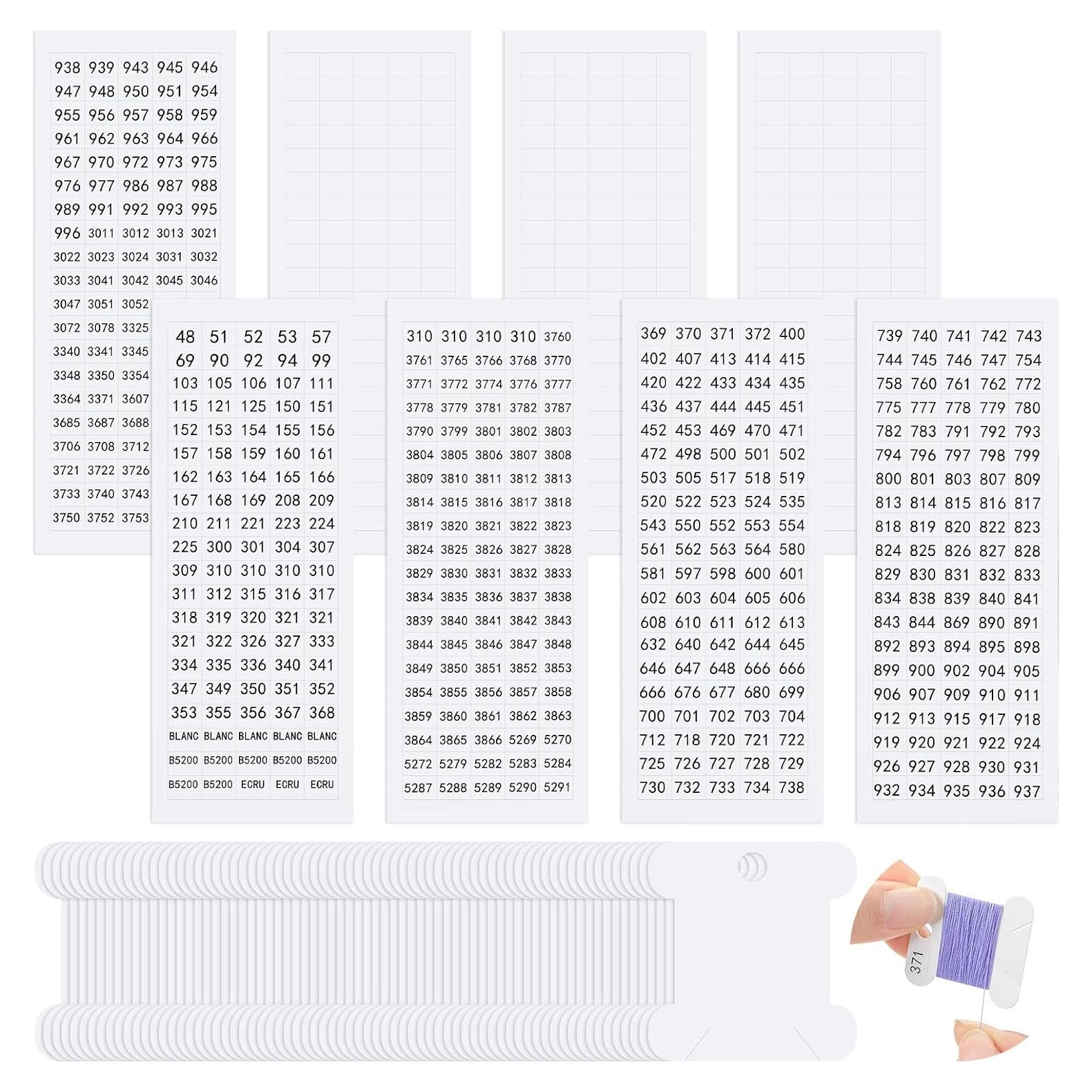 Set de Etiquetas de Número y Bobinas de Hilo Marspark 800 Pcs