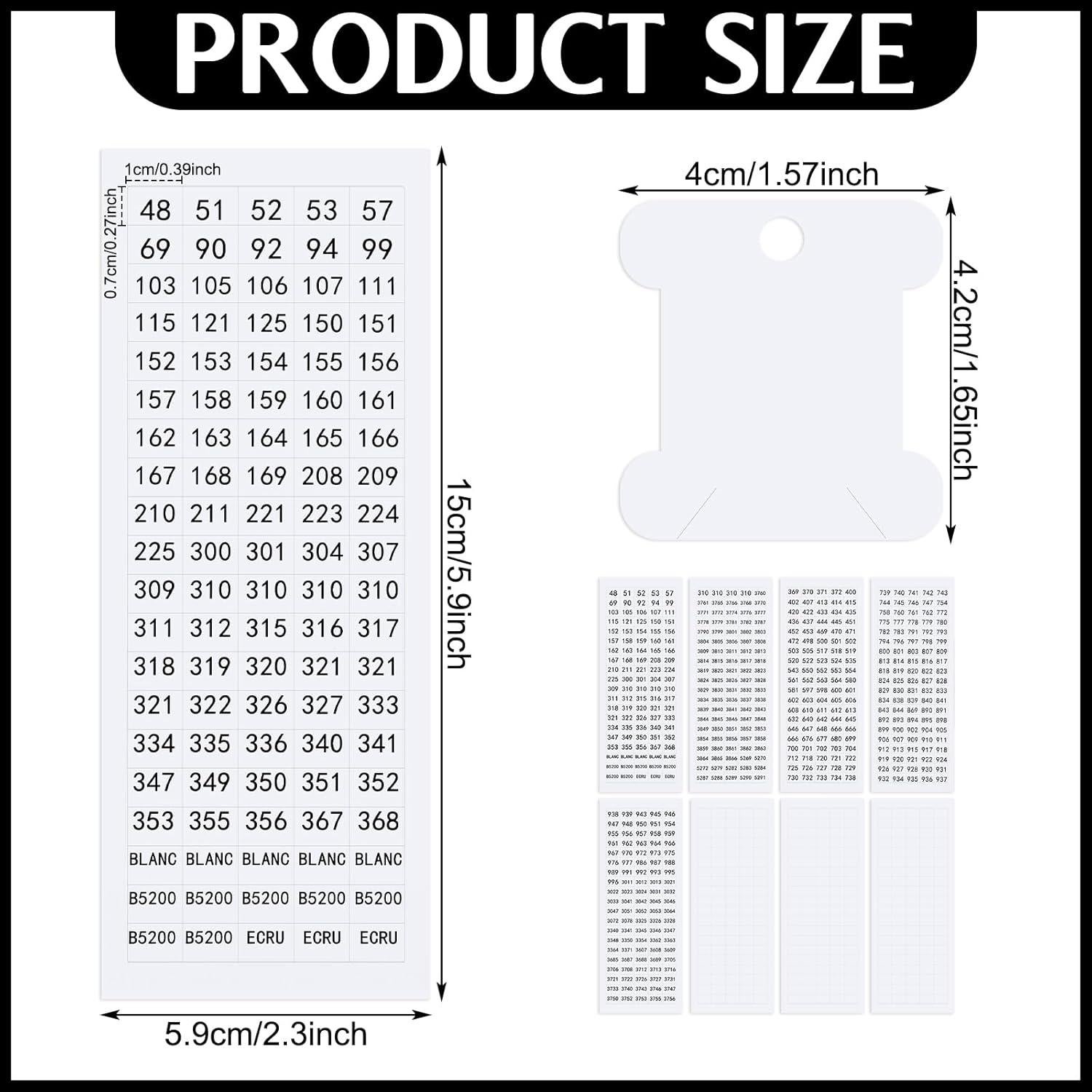 Set de Etiquetas de Número y Bobinas de Hilo Marspark 800 Pcs