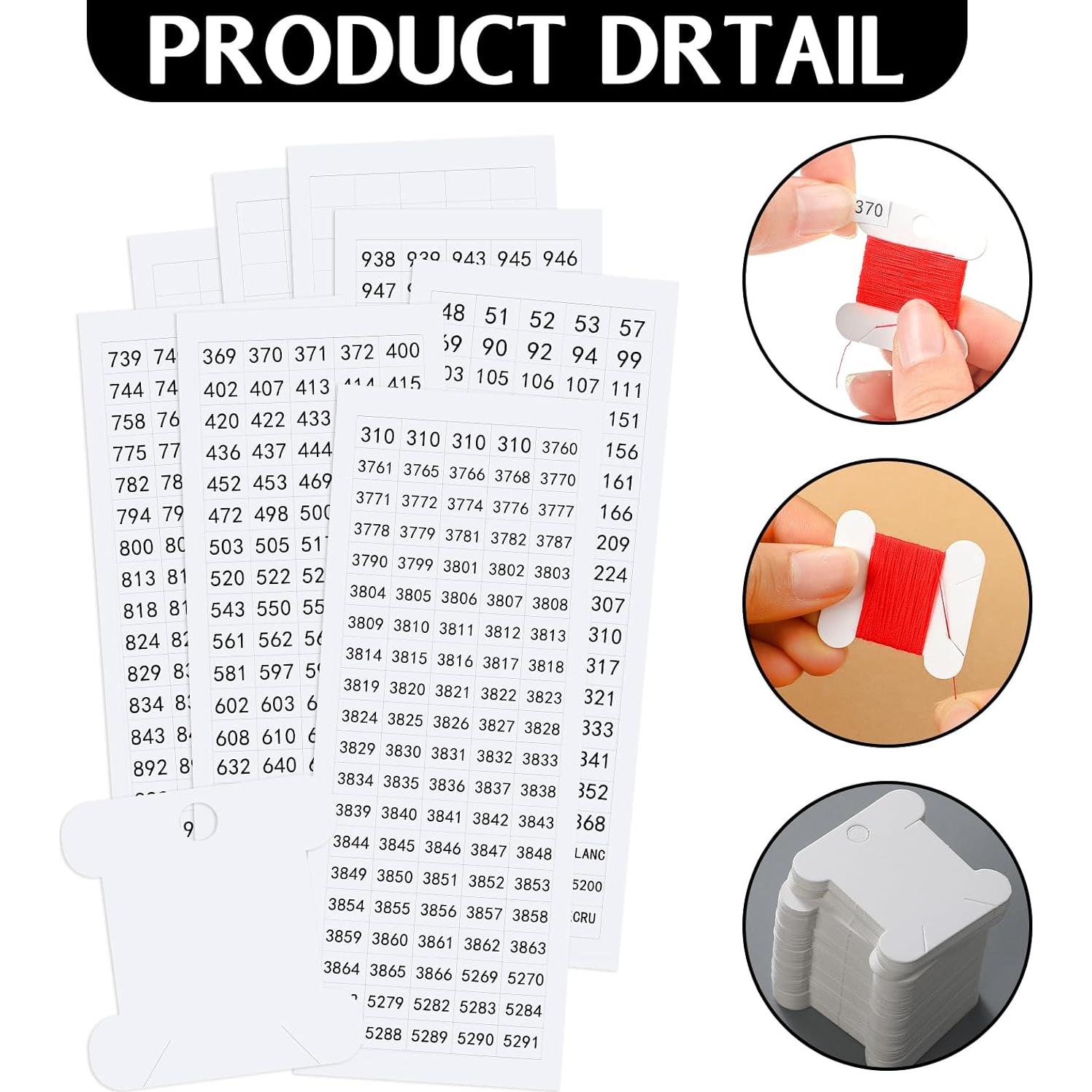 Set de Etiquetas de Número y Bobinas de Hilo Marspark 800 Pcs