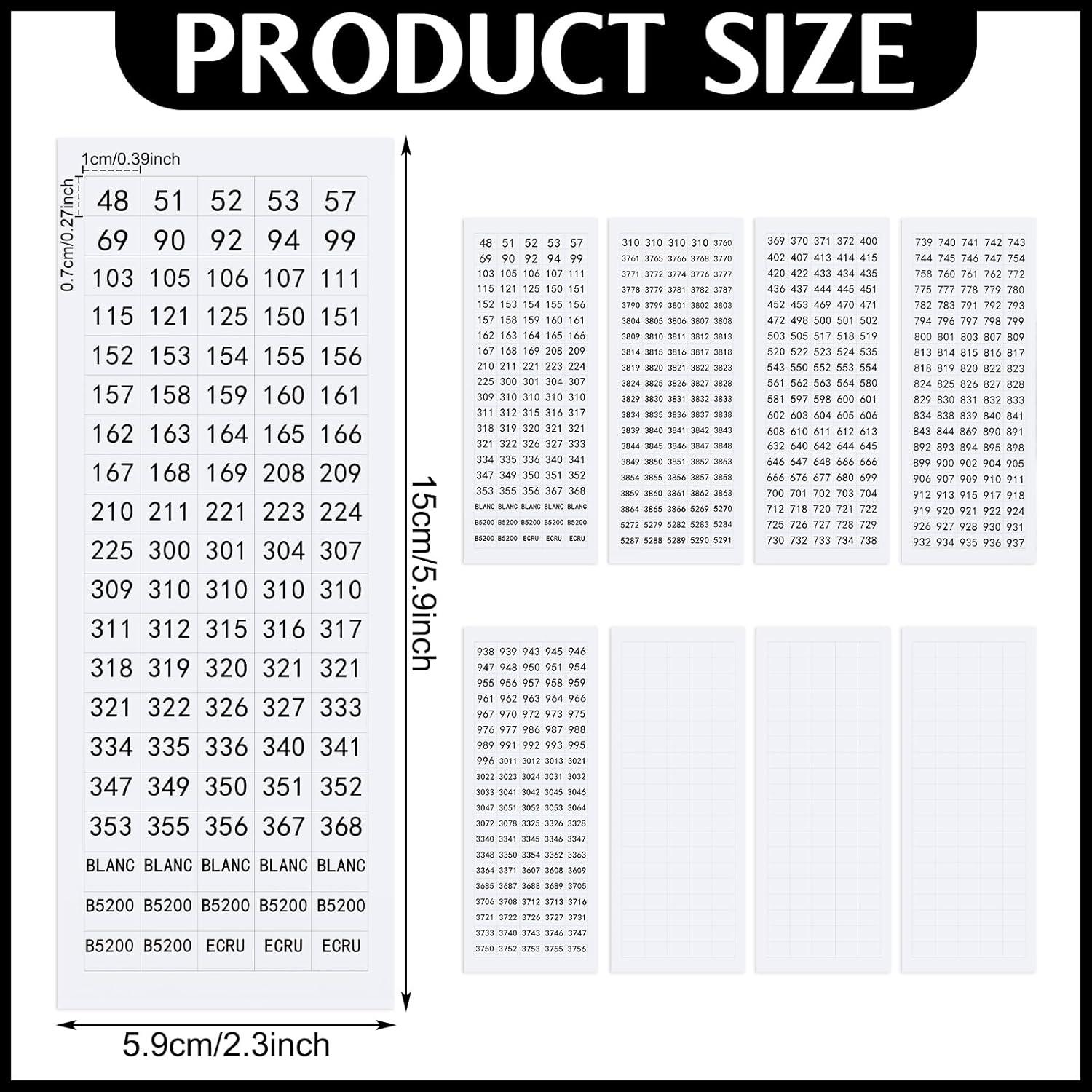 Conjunto de 800 Etiquetas de Números Marspark para Costura