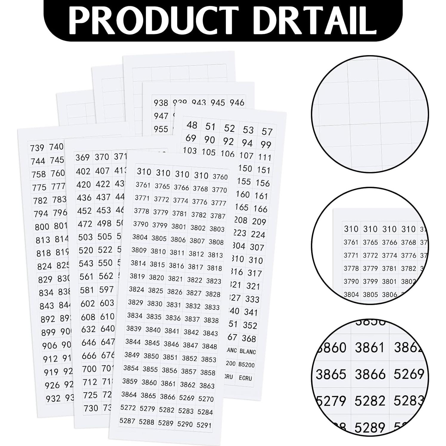 Conjunto de 800 Etiquetas de Números Marspark para Costura