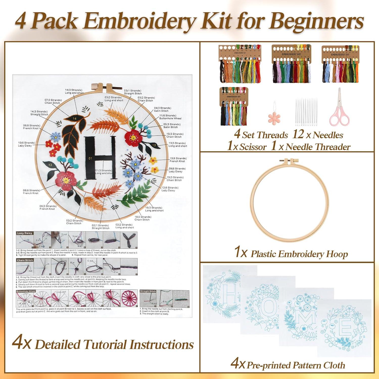 Kit de Bordado a Mano LOMOHOO para Principiantes - Floral