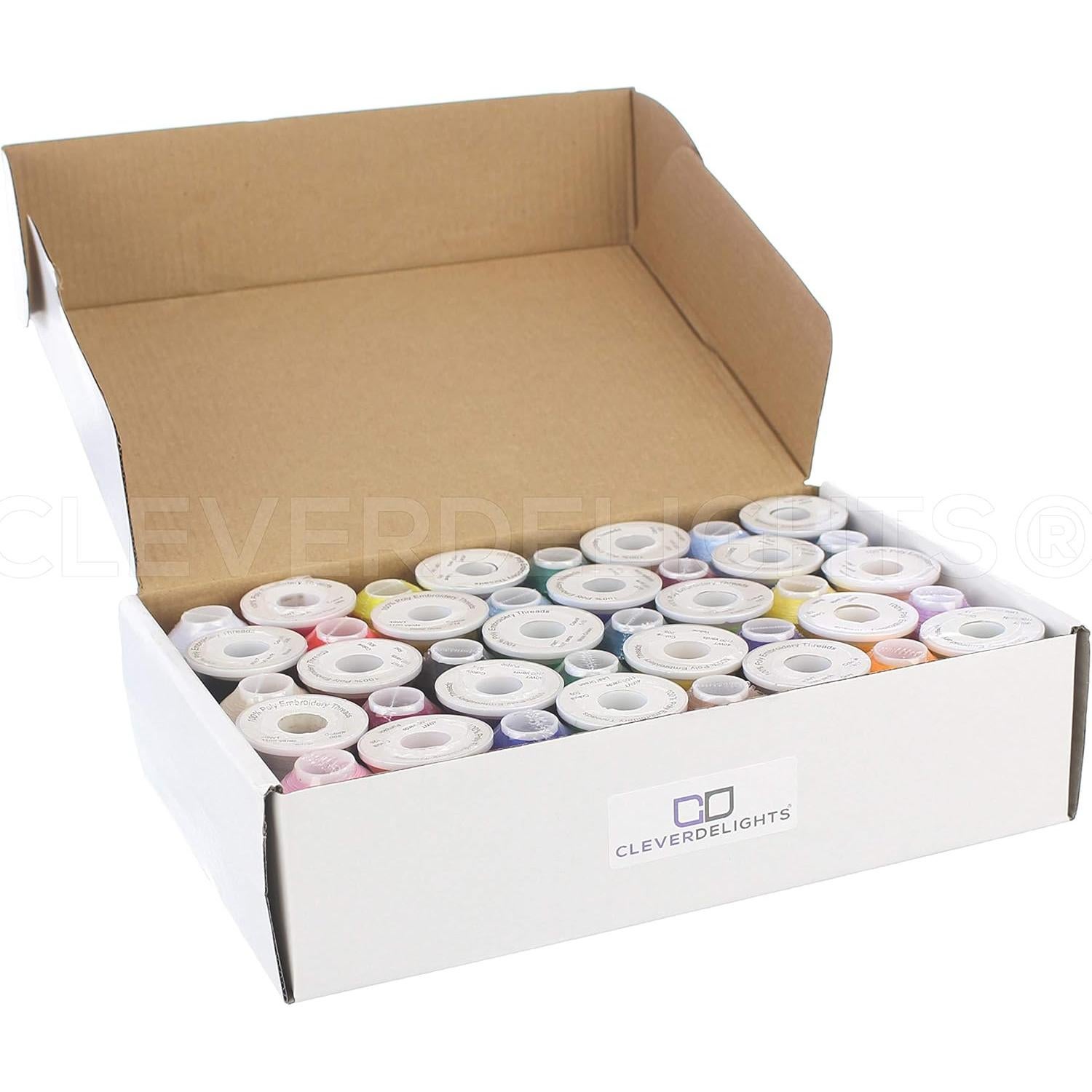 Juego de Hilos para Máquina de Bordar CleverDelights 40 Colores 1100 Yds