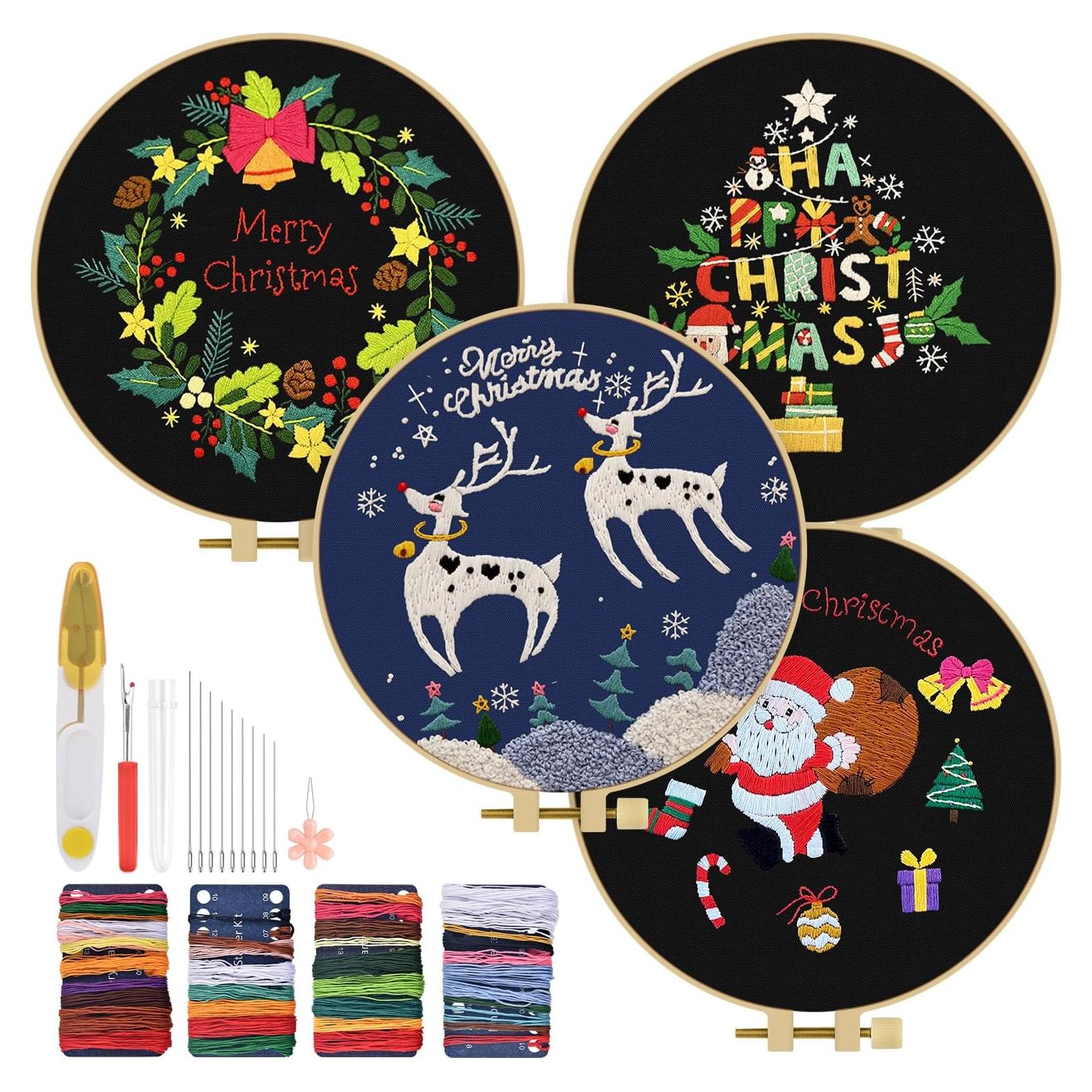 Kit de Bordado de Navidad TINDTOP para Adultos - 4 Paquetes DIY