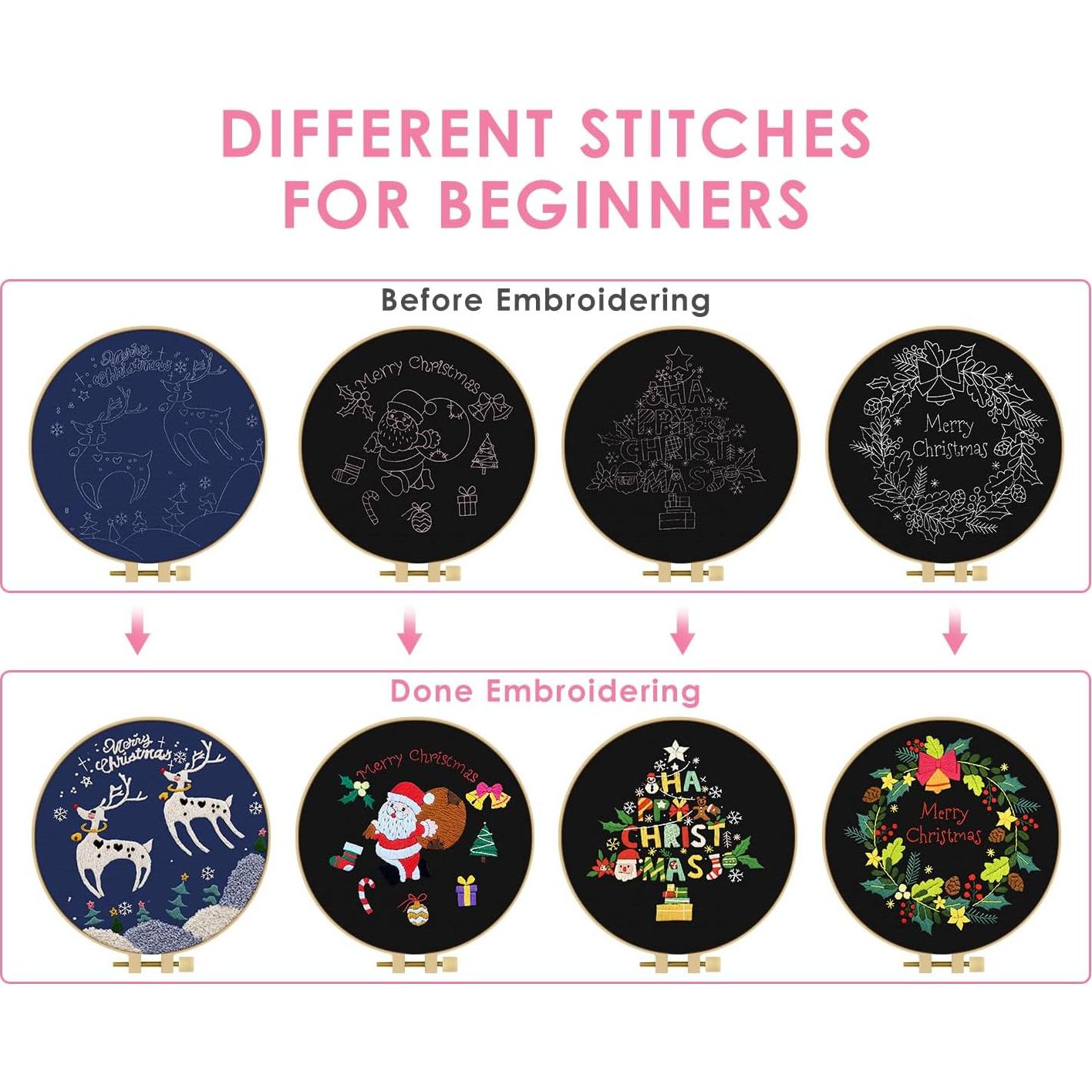 Kit de Bordado de Navidad TINDTOP para Adultos - 4 Paquetes DIY