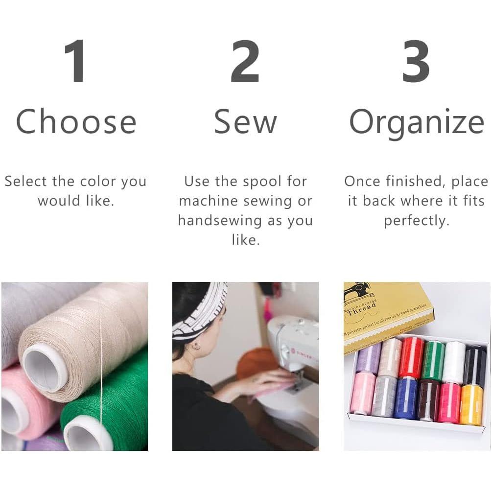 Juego de 12 bobinas de hilo de poliéster Ryalan 350m