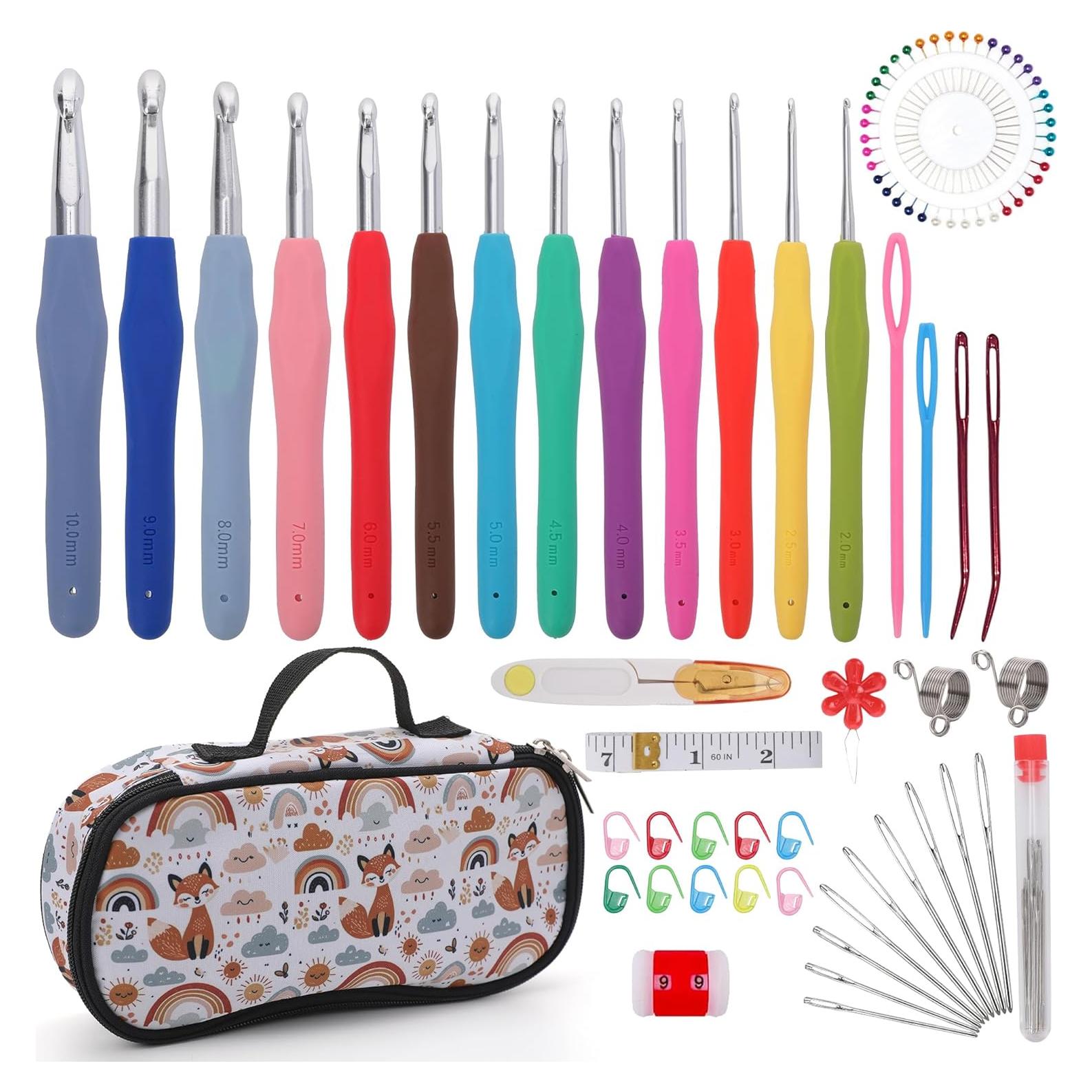 Juego de Ganchillos CrochetBox 13 Tamaños 2mm a 10mm Ergonómicos