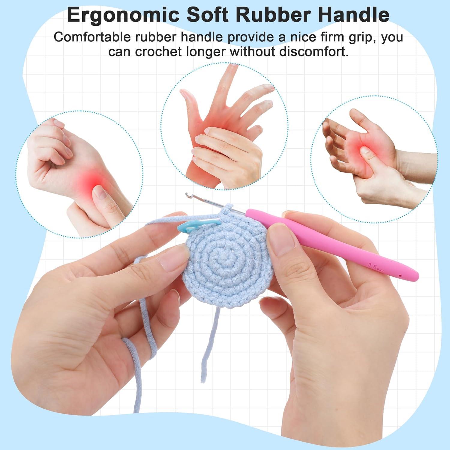 Juego de Ganchillos CrochetBox 13 Tamaños 2mm a 10mm Ergonómicos