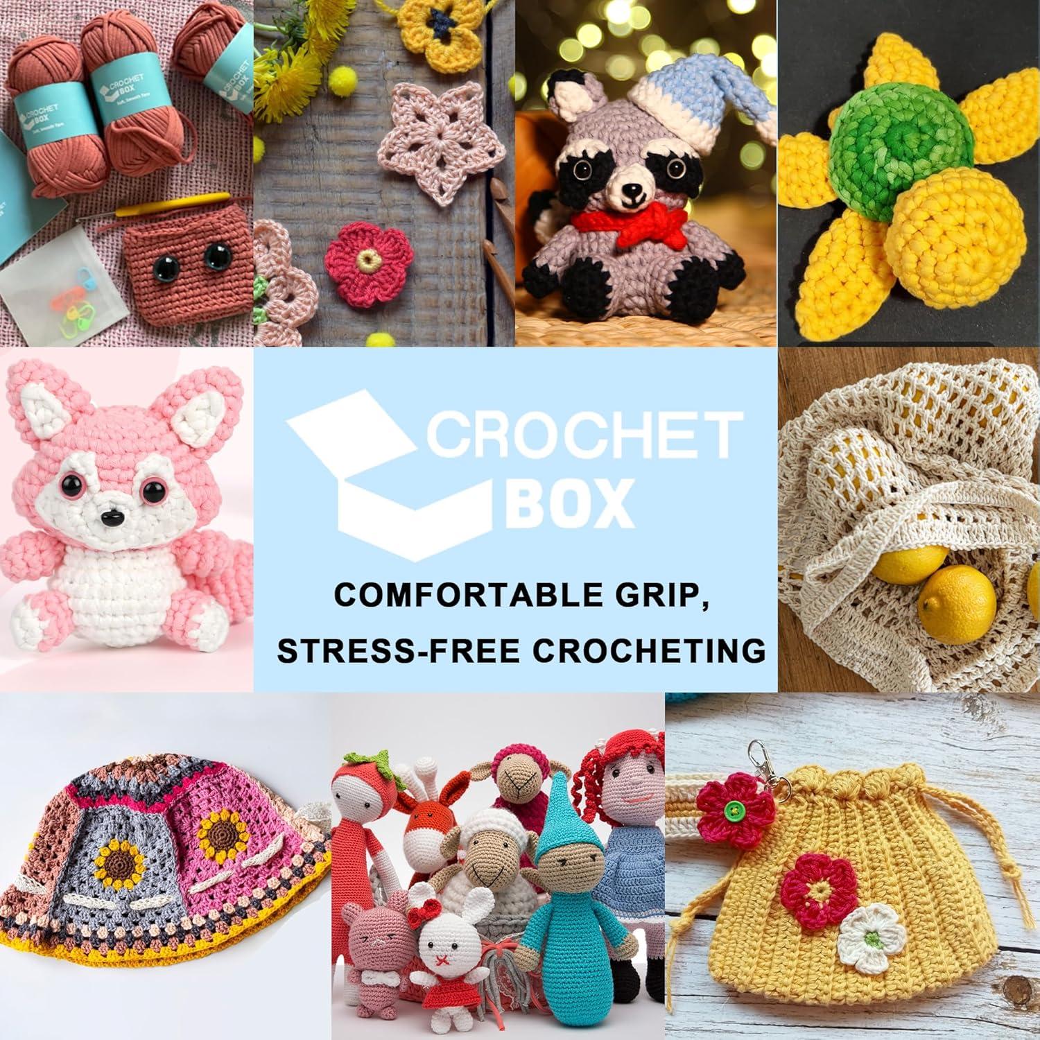 Juego de Ganchillos CrochetBox 13 Tamaños 2mm a 10mm Ergonómicos