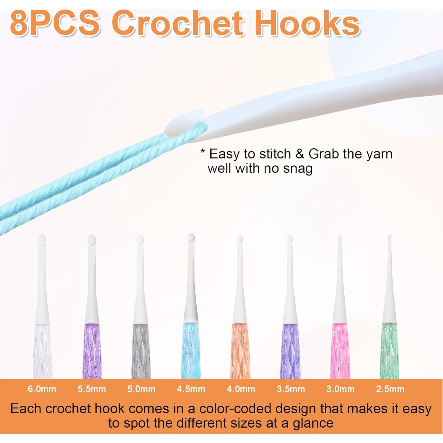 Juego de 8 Ganchos de Crochet Ergonómicos Hongliang 2.5-6mm