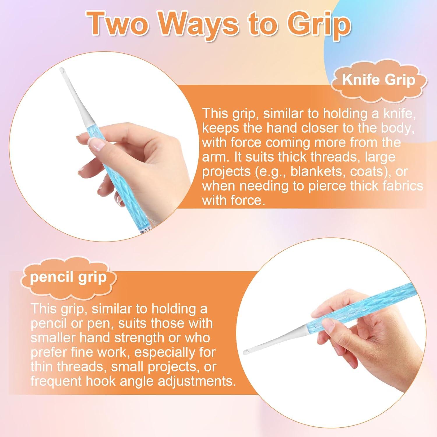 Juego de 8 Ganchos de Crochet Ergonómicos Hongliang 2.5-6mm