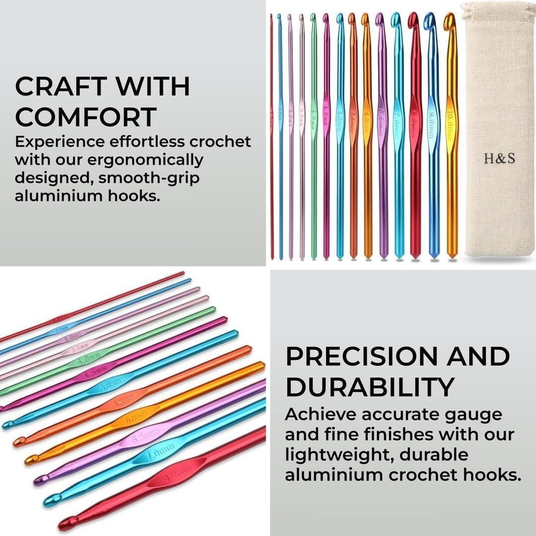 Juego de Ganchillos H&S de Aluminio 14 Piezas 2mm a 10mm