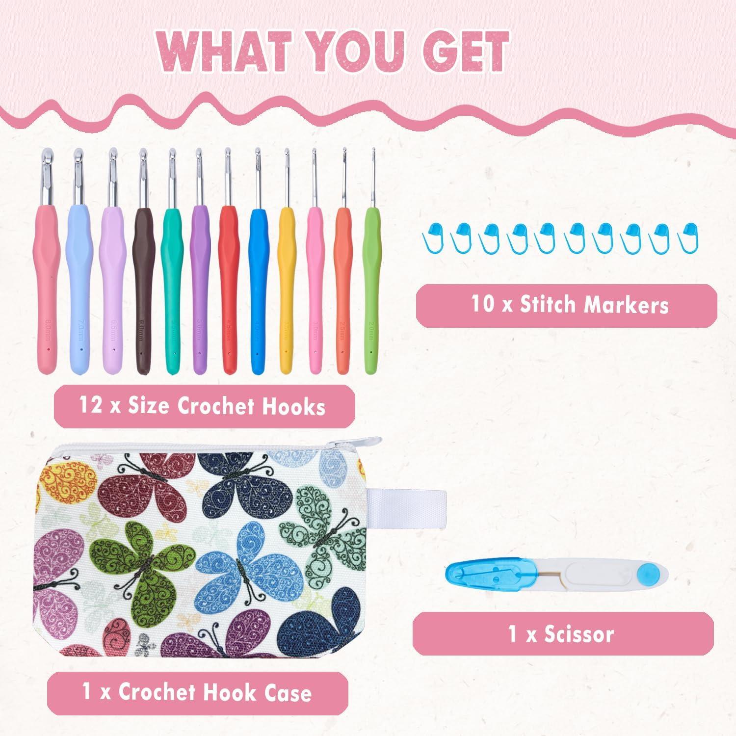 Set de Ganchos de Crochet TOGETRUE 12 Tamaños 2.0-8.0mm