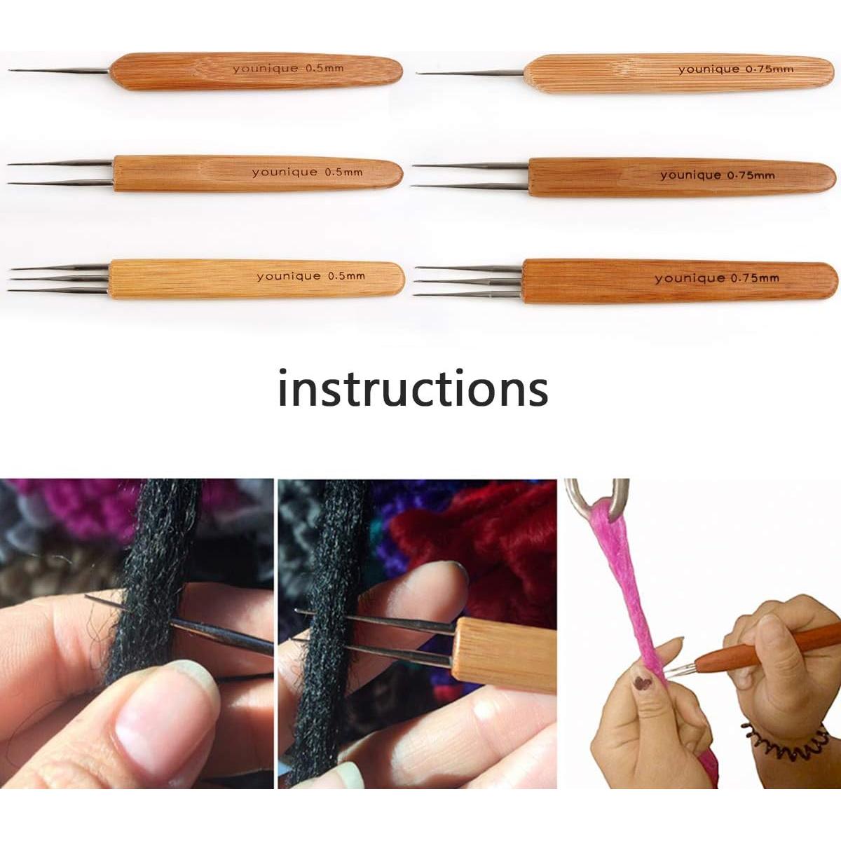 Ganchos de Dreadlocks de Crochet ZQIAN 0.5mm - Set de 3