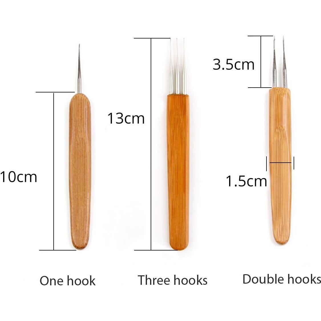 Ganchos de Dreadlocks de Crochet ZQIAN 0.5mm - Set de 3