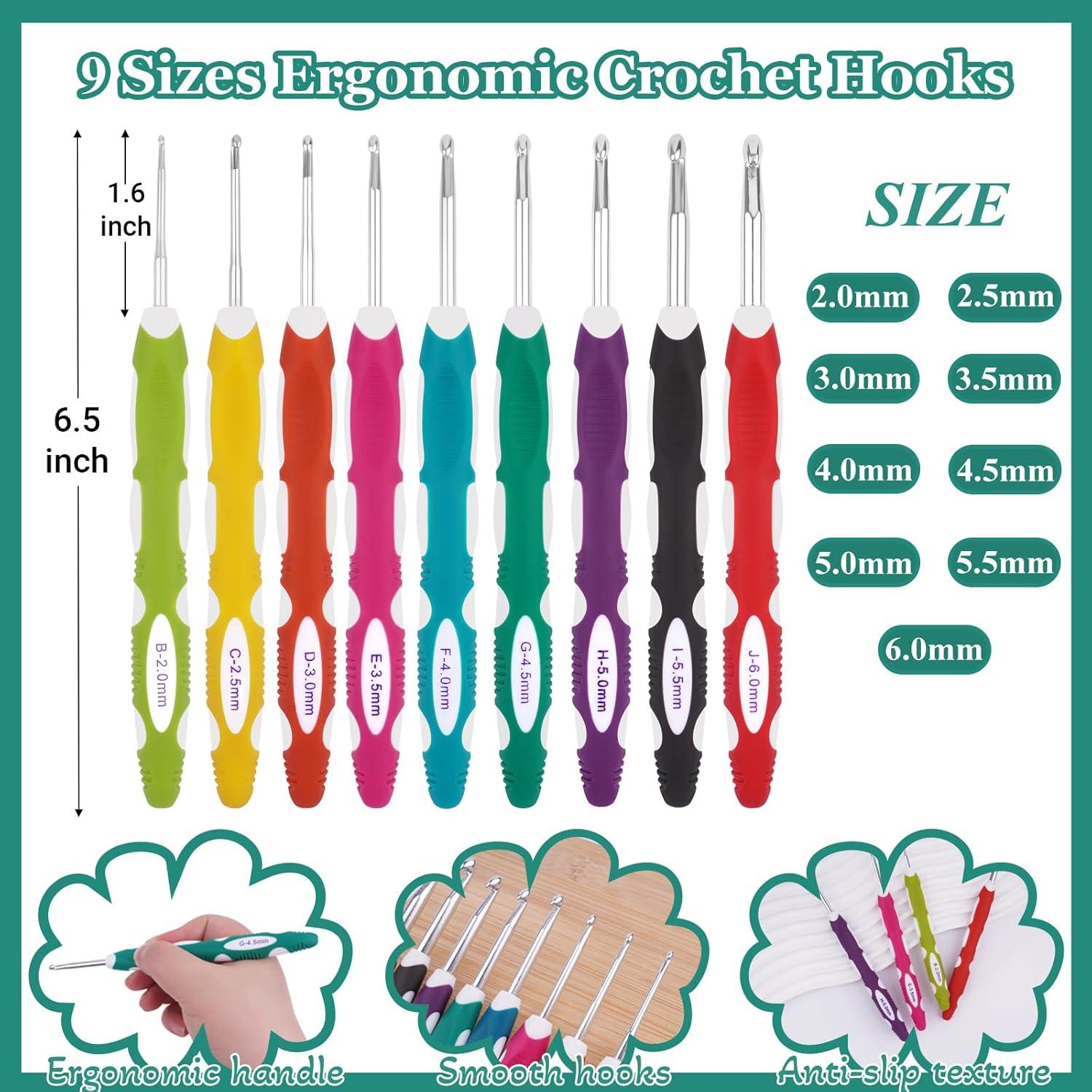 Juego de Ganchillos Ergonómicos Hobekoee 2mm-10mm con Estuche