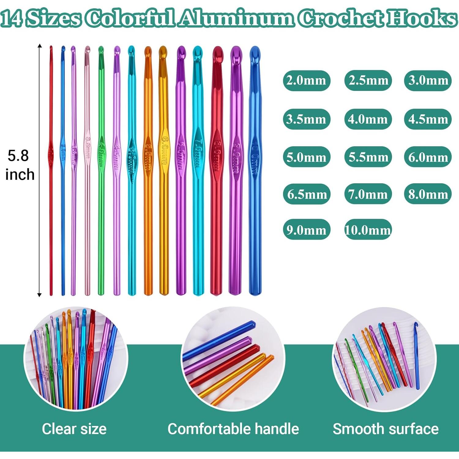 Juego de Ganchillos Ergonómicos Hobekoee 2mm-10mm con Estuche