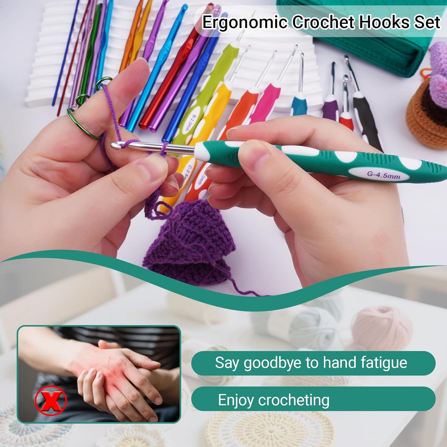 Juego de Ganchillos Ergonómicos Hobekoee 2mm-10mm con Estuche