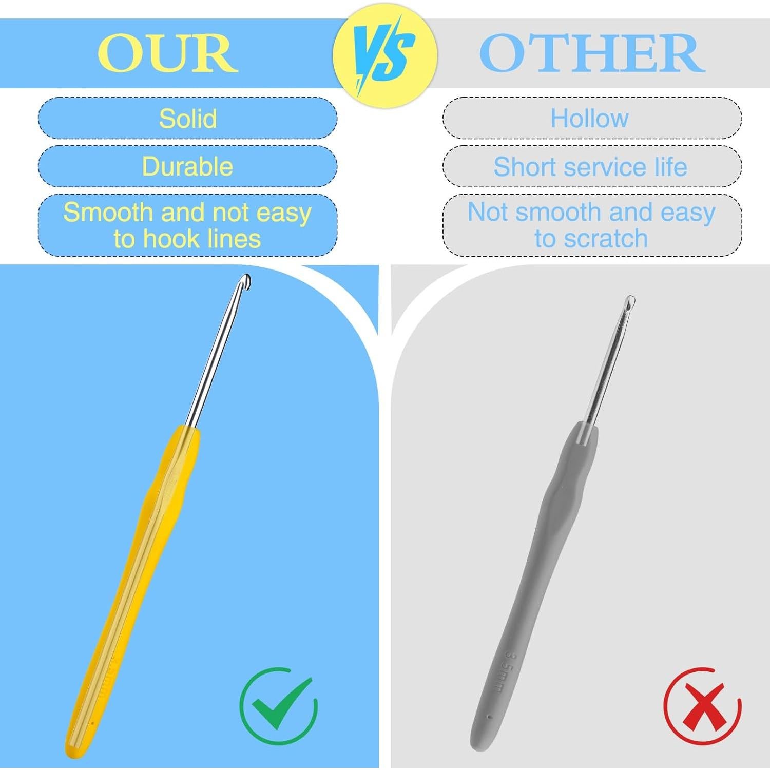 Juego de Ganchillos Ergonómicos Kogyxe 10 Piezas con Bolsa