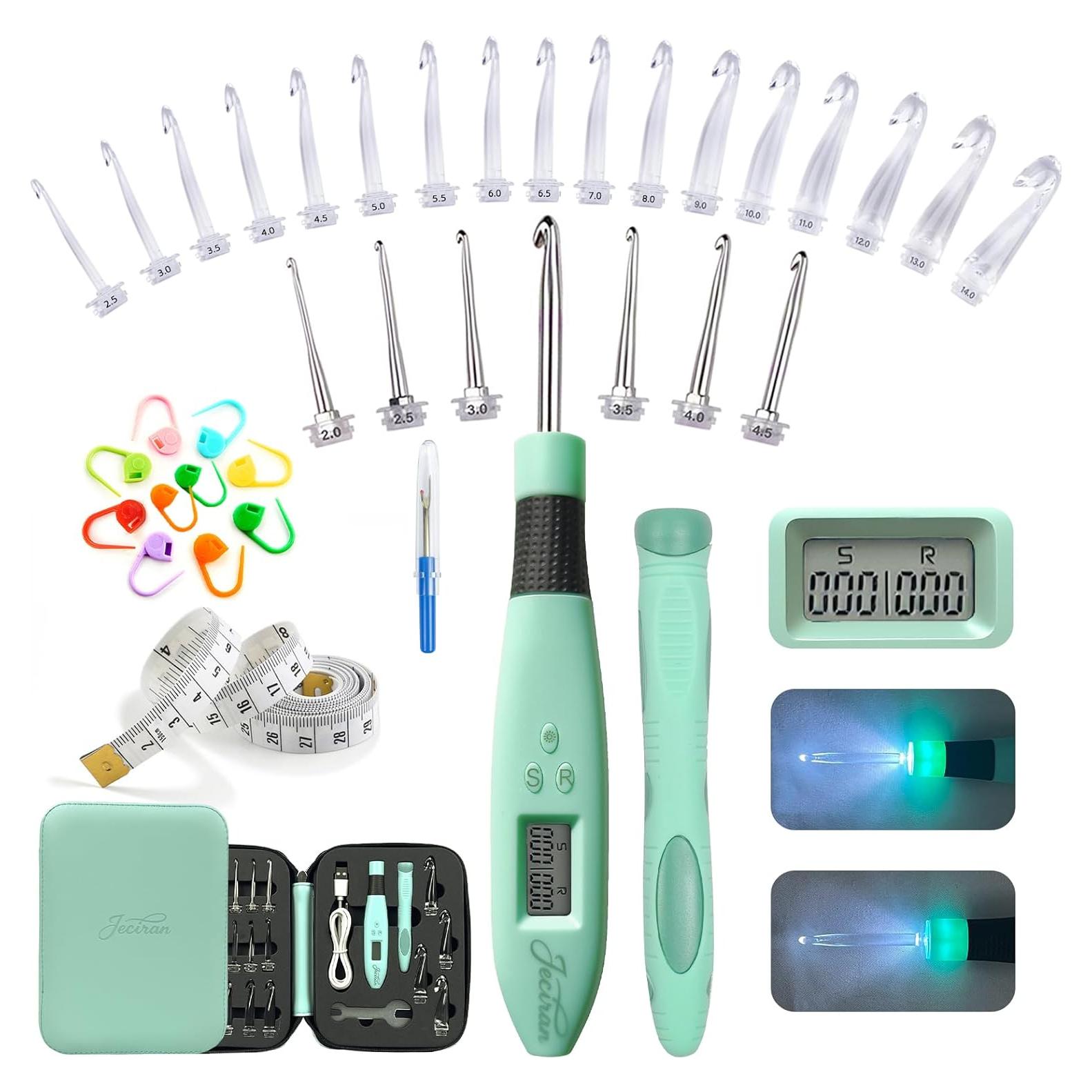 Juego de Ganchillos Iluminados Jeciran 24 en 1 con Contador