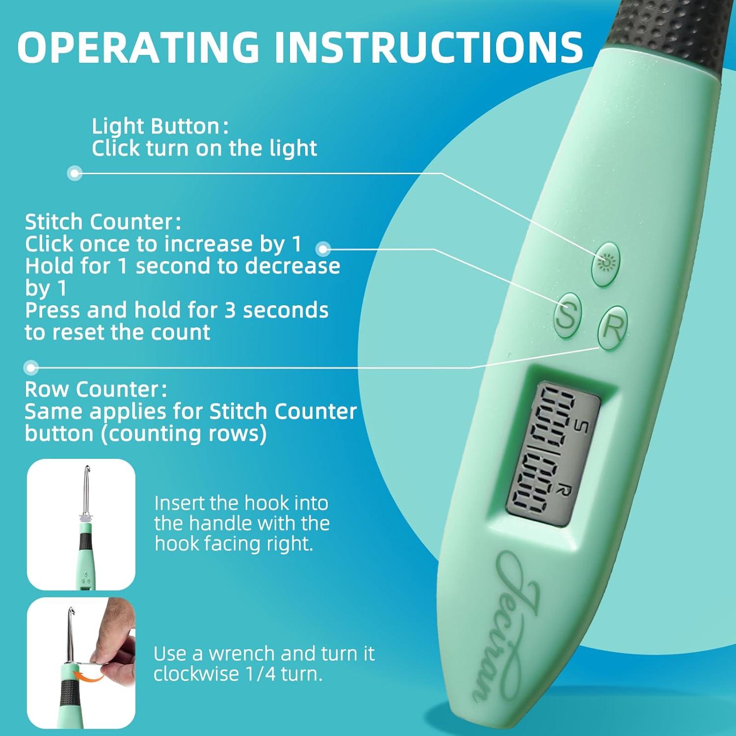 Juego de Ganchillos Iluminados Jeciran 24 en 1 con Contador