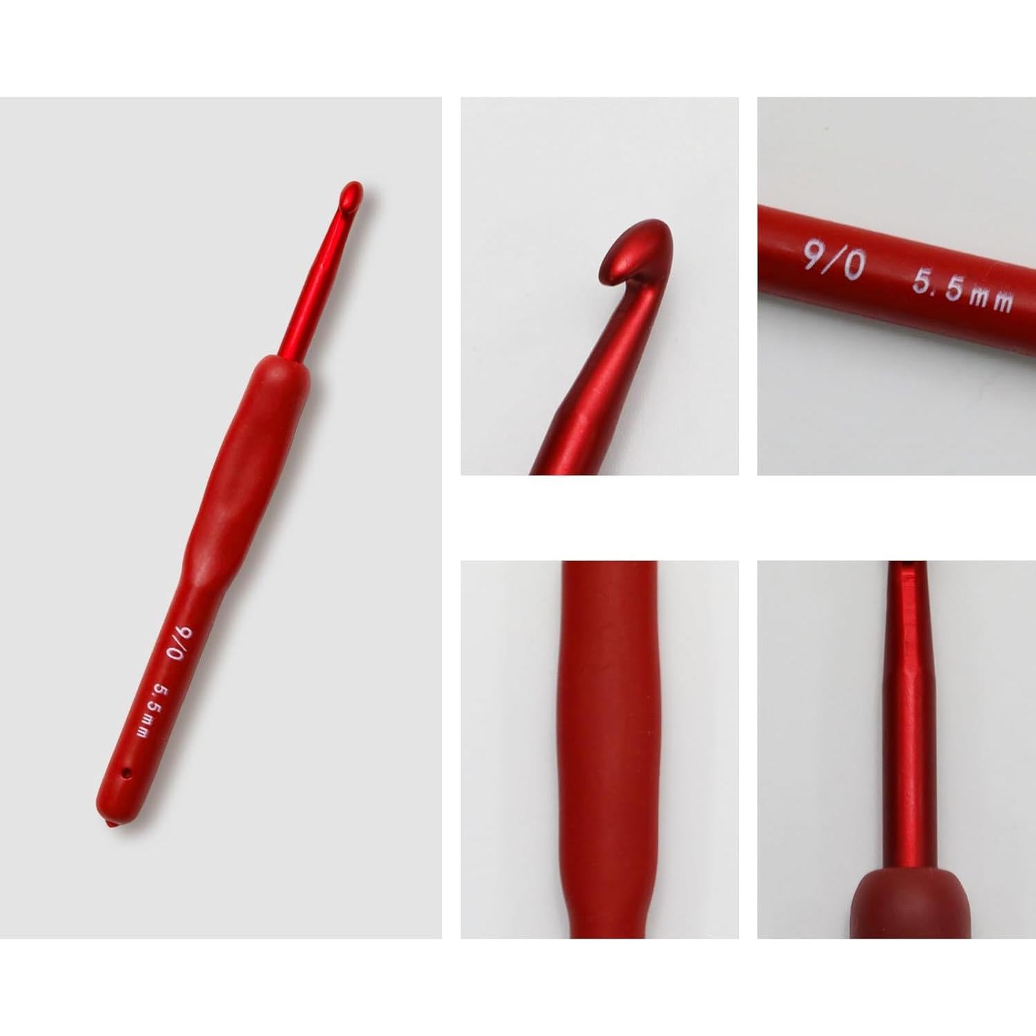 Juego de Ganchillos de Crochet Ergonomicos WINDAWNKE 9 Pcs