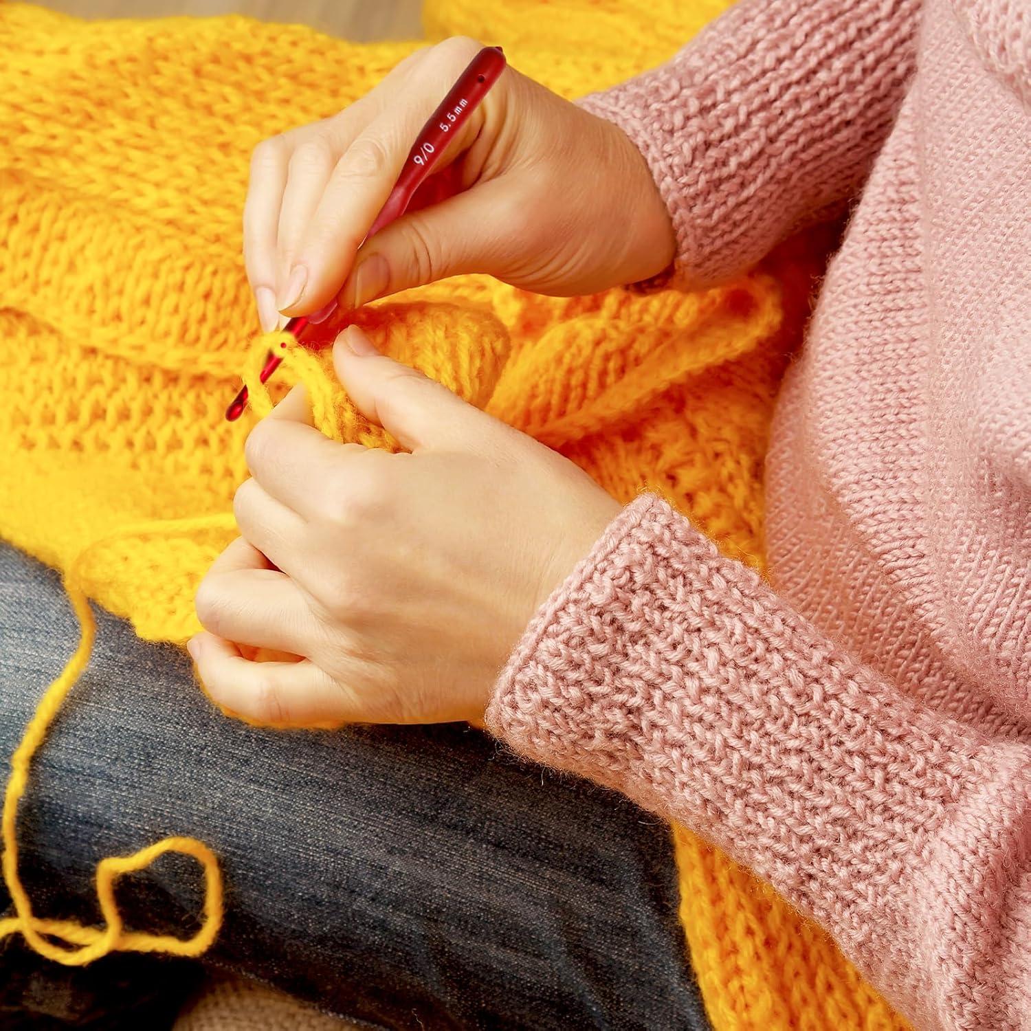 Juego de Ganchillos de Crochet Ergonomicos WINDAWNKE 9 Pcs