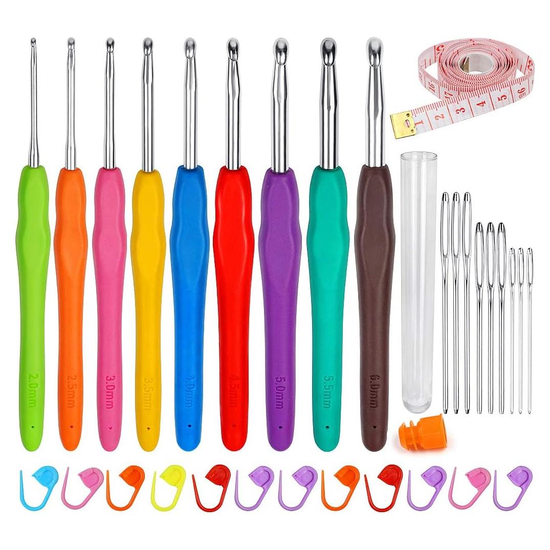 Juego de Ganchillos 9 Piezas Aluminio Ergonomico ewinever