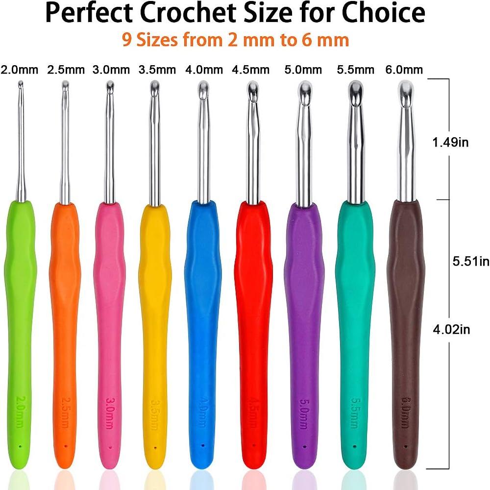 Juego de Ganchillos 9 Piezas Aluminio Ergonomico ewinever