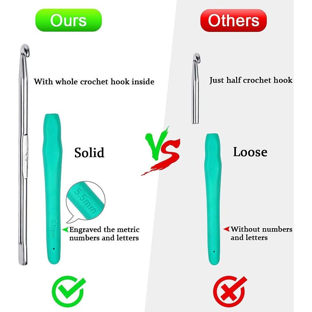 Juego de Ganchillos 9 Piezas Aluminio Ergonomico ewinever