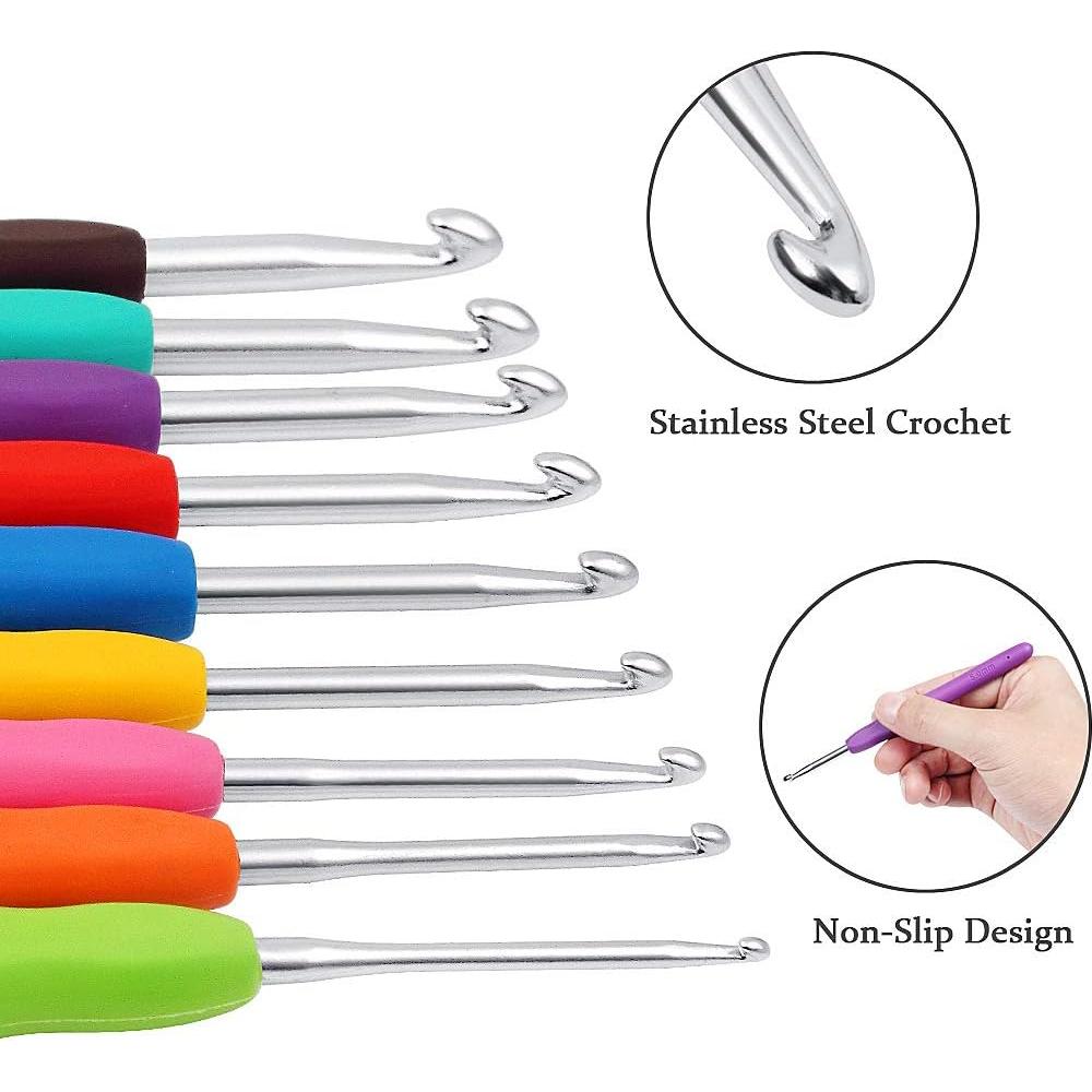 Juego de Ganchillos 9 Piezas Aluminio Ergonomico ewinever