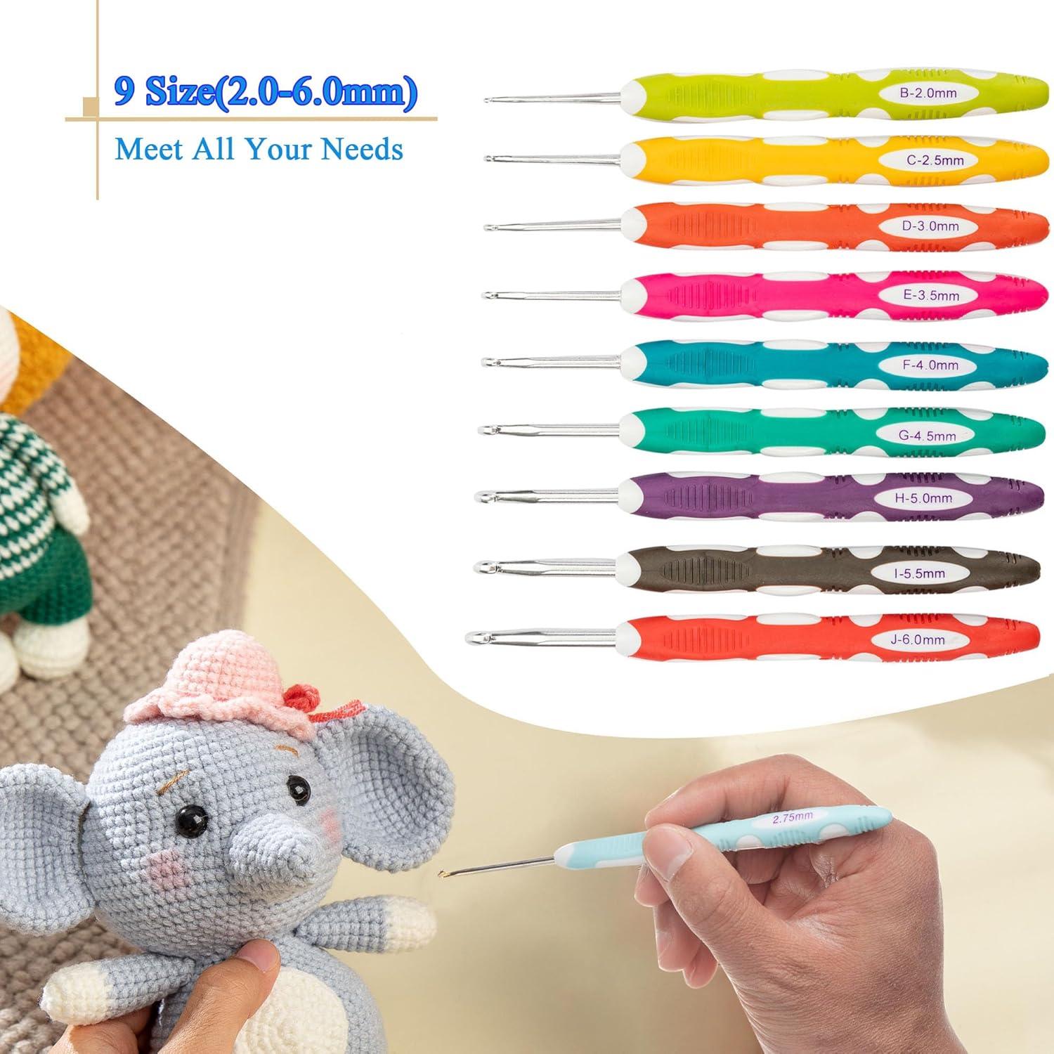 Juego de Ganchillos Ergonómicos Ryhiac 9 Piezas 2.0mm-6.0mm