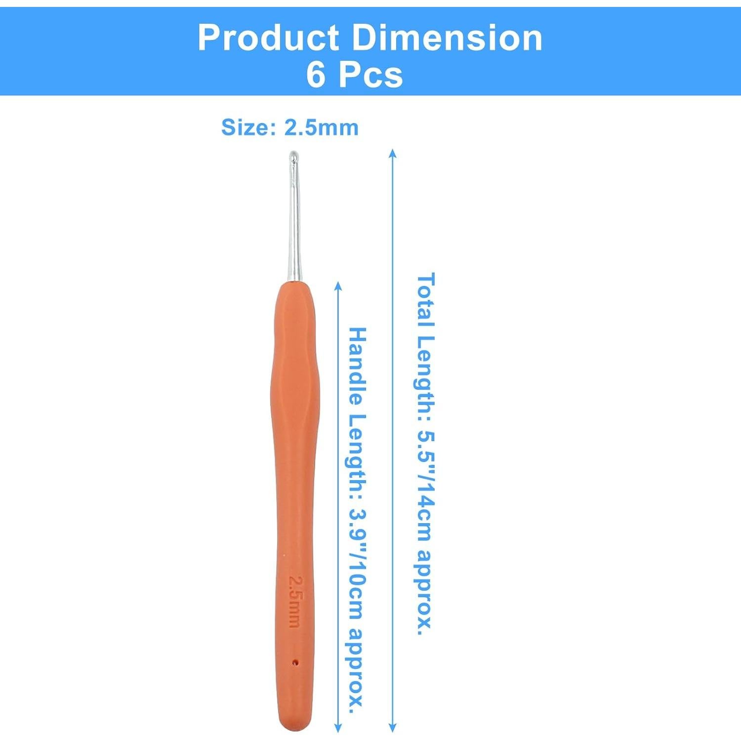 Juego de 6 Ganchos de Crochet 2.5mm Suiwotin Ergonómicos