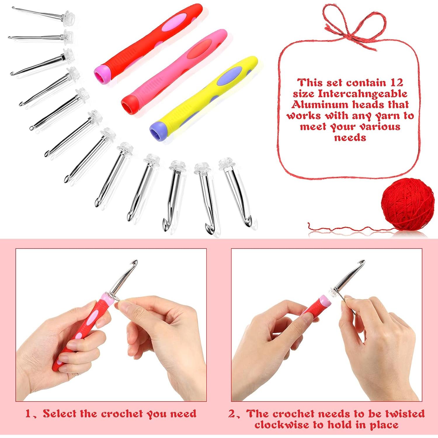 Juego de Ganchillos Intercambiables WILLBOND 12 Tamaños 2-8 mm