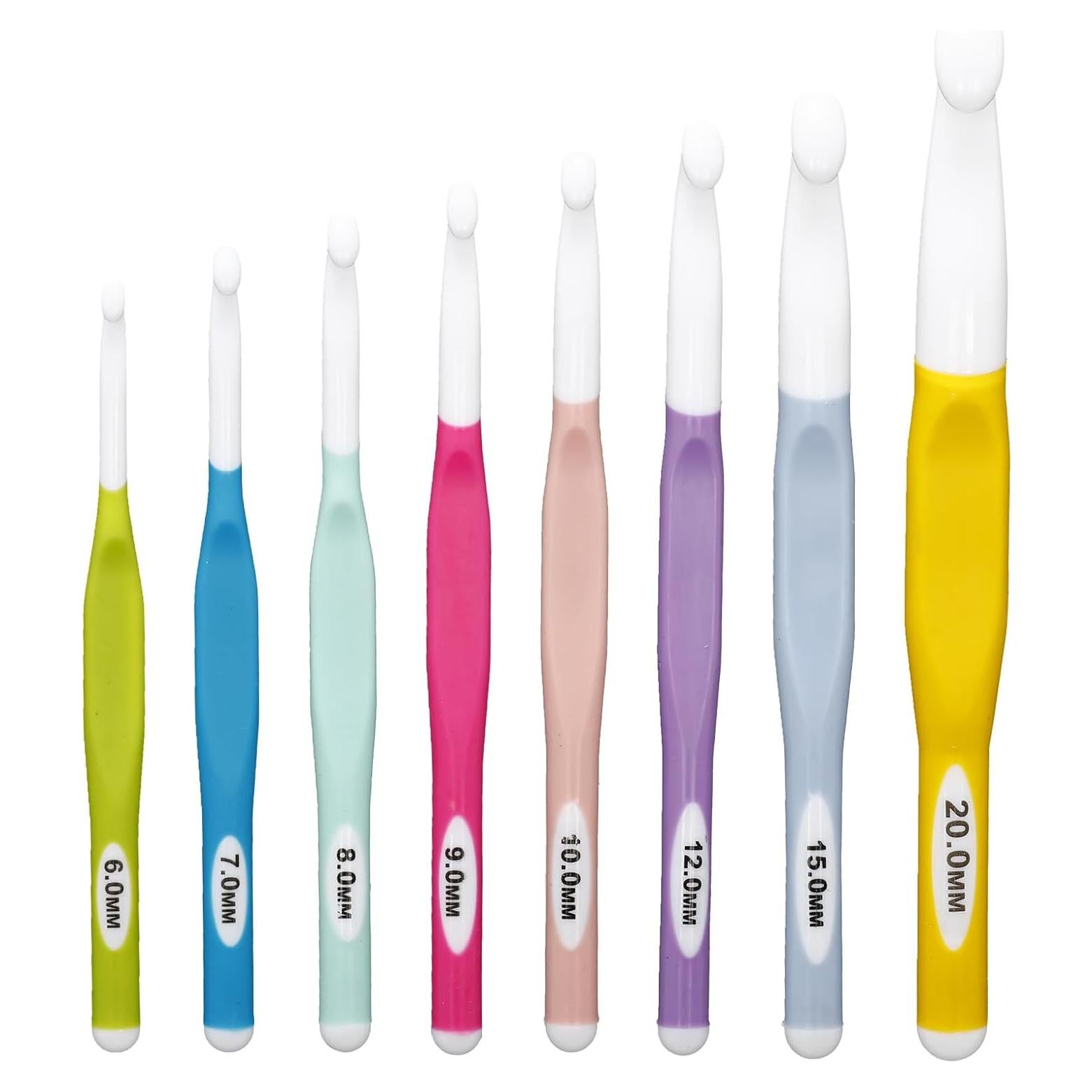 Juego de Ganchillos Grandes Rowbaty 8 PZS Ergonómicos 6-20mm