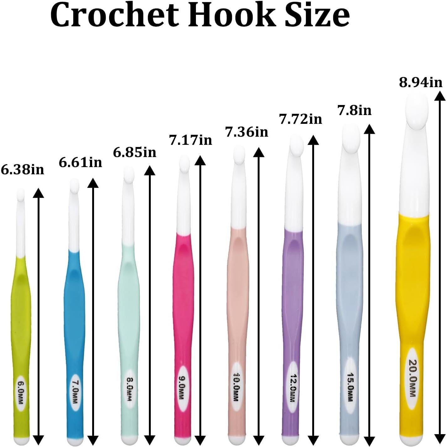 Juego de Ganchillos Grandes Rowbaty 8 PZS Ergonómicos 6-20mm