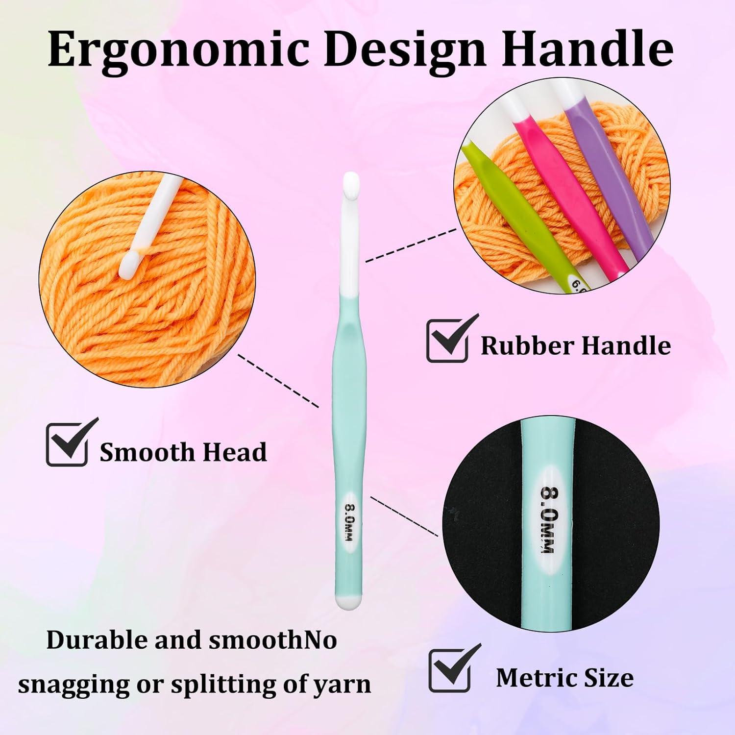 Juego de Ganchillos Grandes Rowbaty 8 PZS Ergonómicos 6-20mm