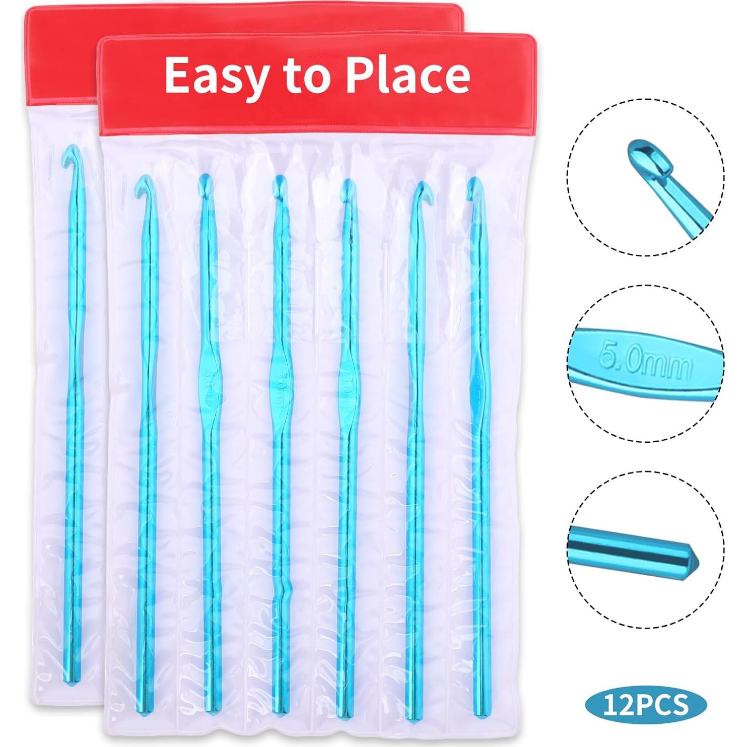 Juego de Ganchos de Crochet Abeillo 12PCS 5mm Aluminio