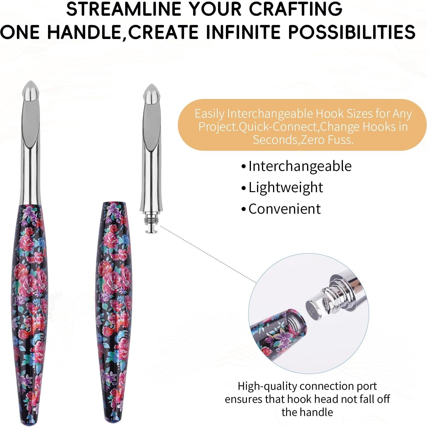 Juego de Ganchillos Intercambiables Weabetfu 3mm-10mm Ergonómico