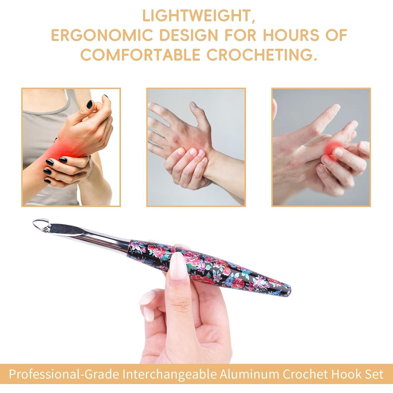 Juego de Ganchillos Intercambiables Weabetfu 3mm-10mm Ergonómico