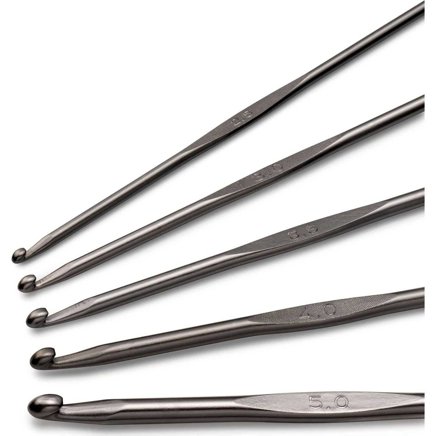 Juego de Ganchillos Prym Gunmetal 2.5 a 5 mm - 5 Piezas