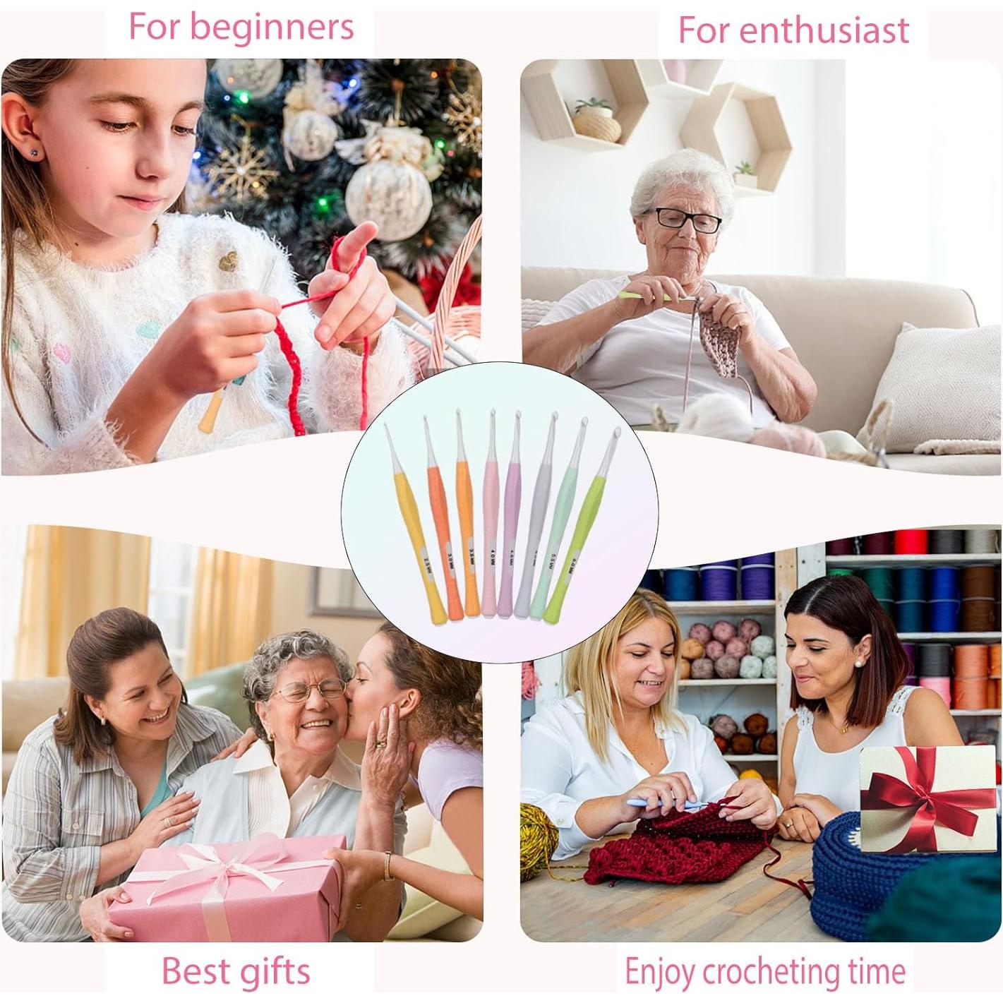 Juego de Ganchillos Ergonomicos Katech 8 Pcs 2.5mm-6mm