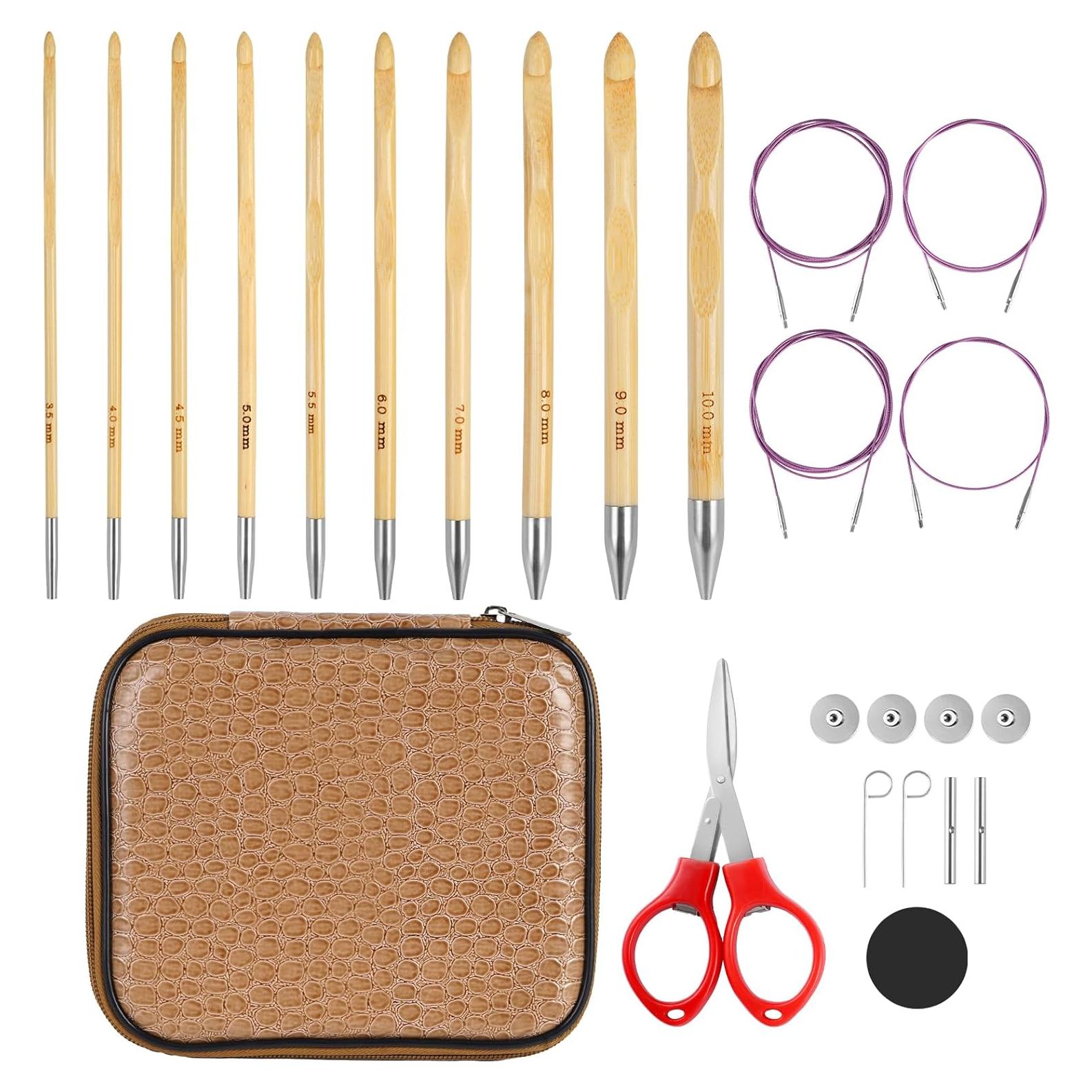 Juego de Ganchillos Tunecinos Jurtmy 10 Piezas Bambú 3mm-10mm