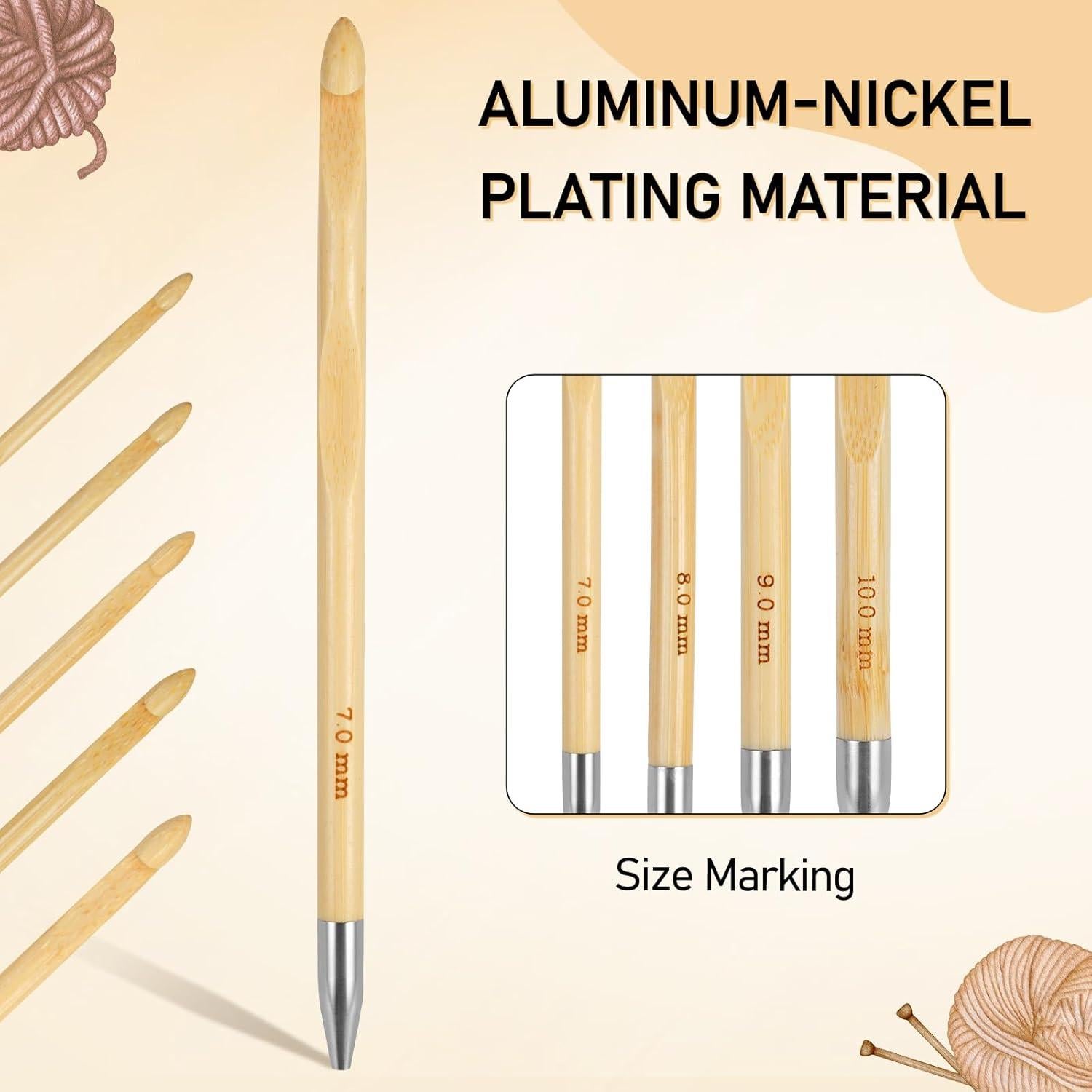 Juego de Ganchillos Tunecinos Jurtmy 10 Piezas Bambú 3mm-10mm