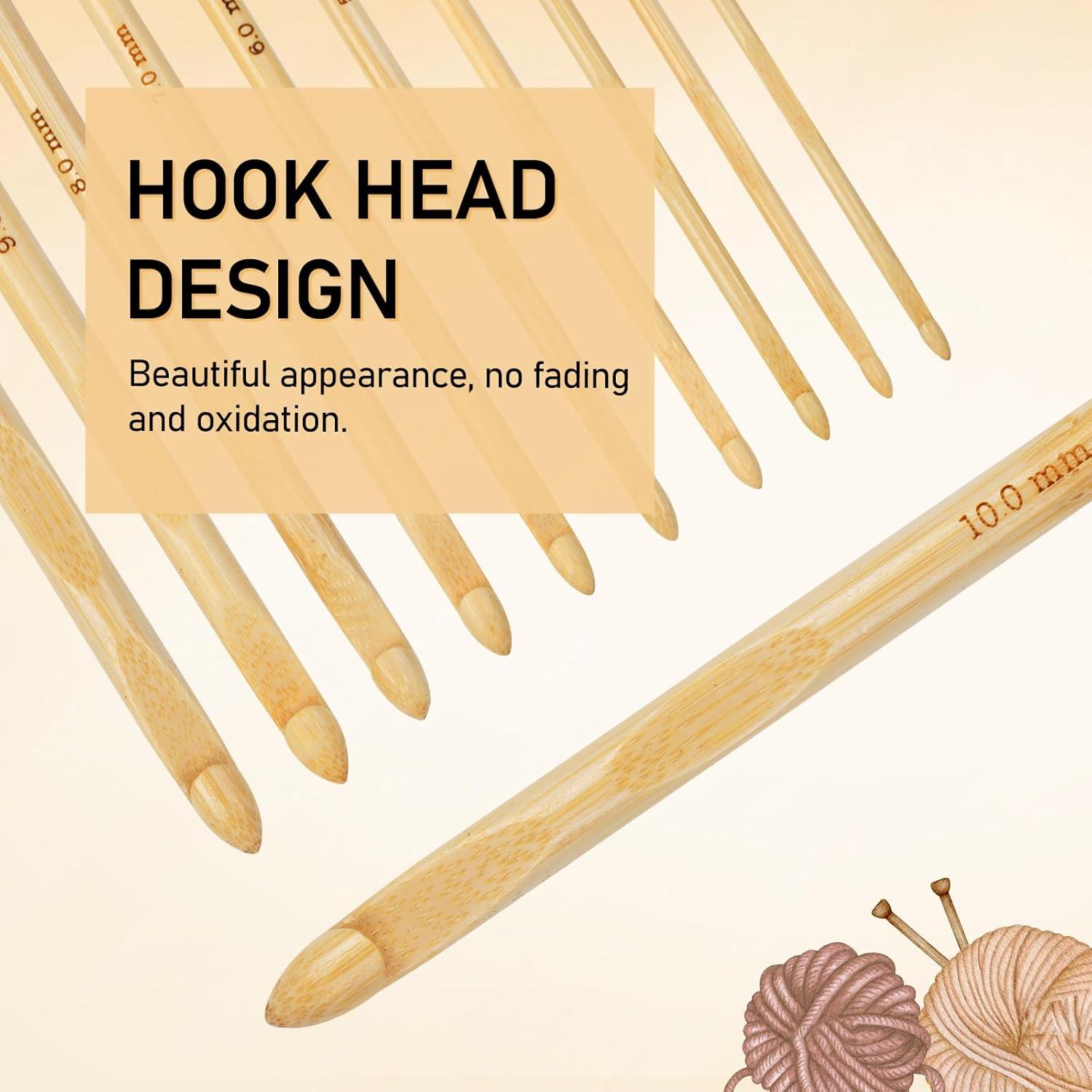 Juego de Ganchillos Tunecinos Jurtmy 10 Piezas Bambú 3mm-10mm